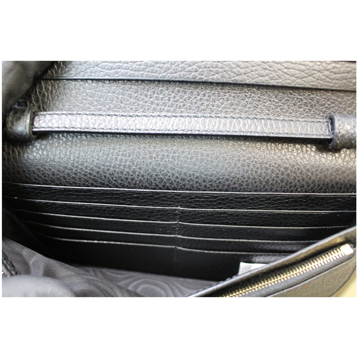 GUCCI Textured Leather Swing Crossbody Clutch Bag Black 368231