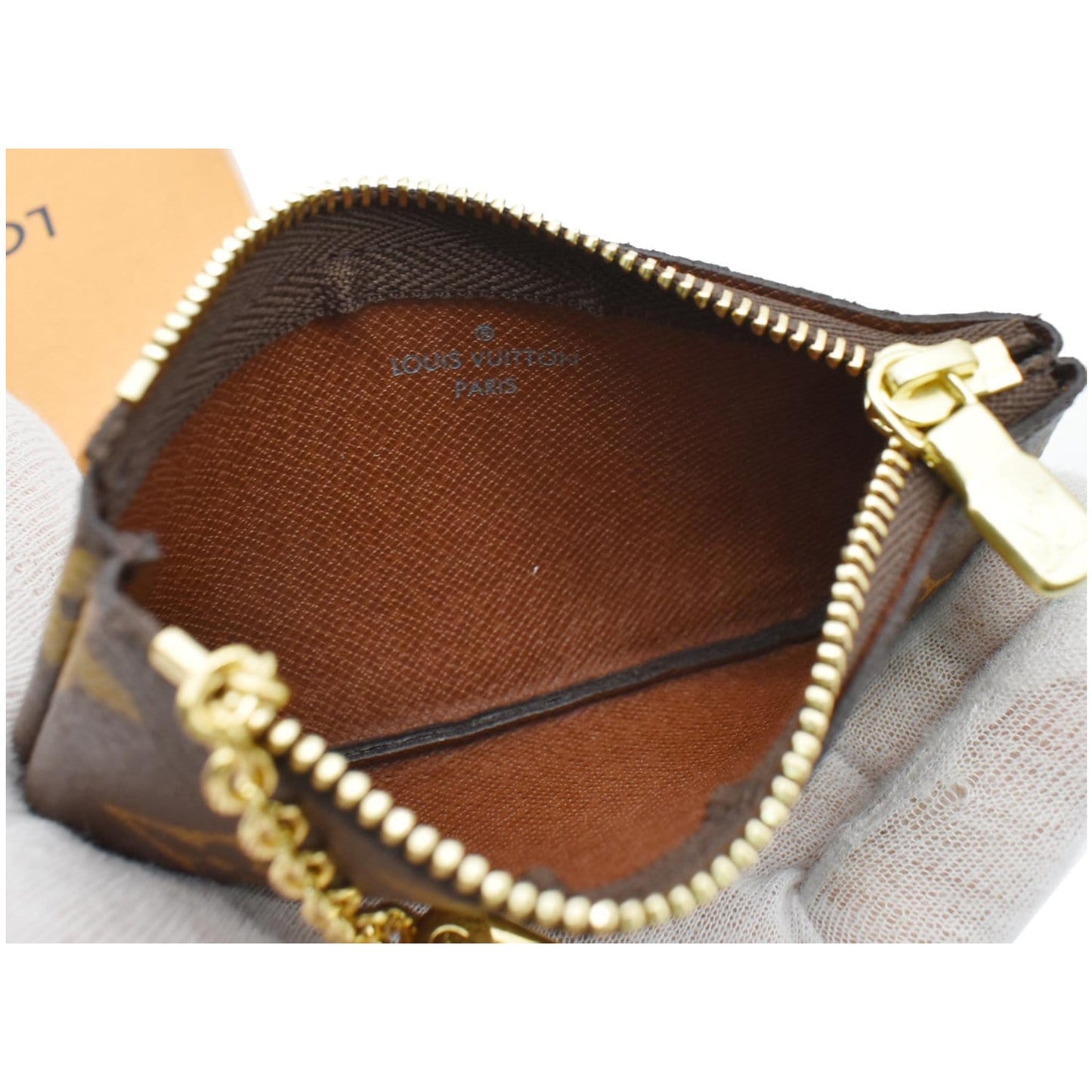 LOUIS VUITTON Pochette Key Cles Monogram Canvas Coin Case Brown