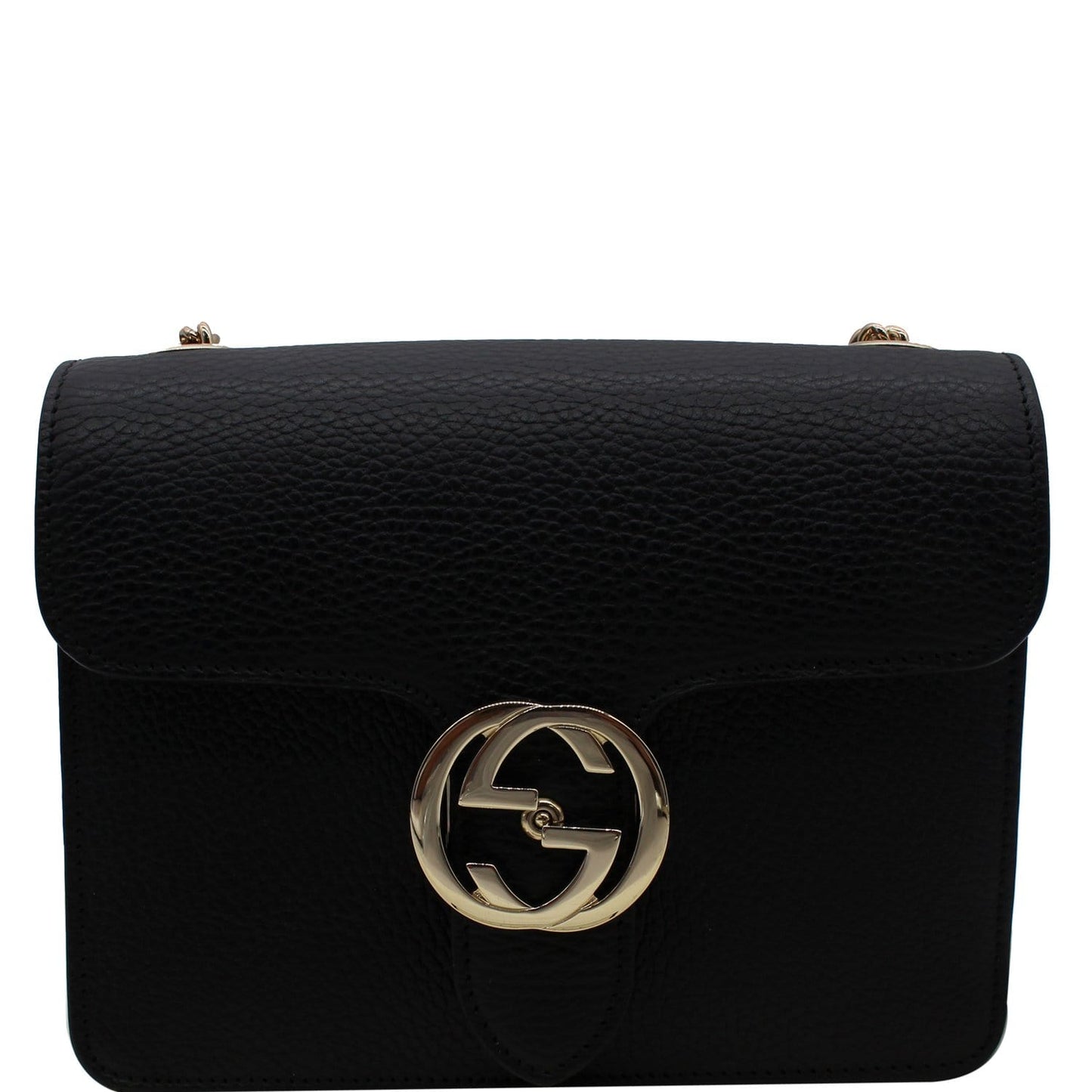 GUCCI Interlocking GG Leather Crossbody Bag Black 510304