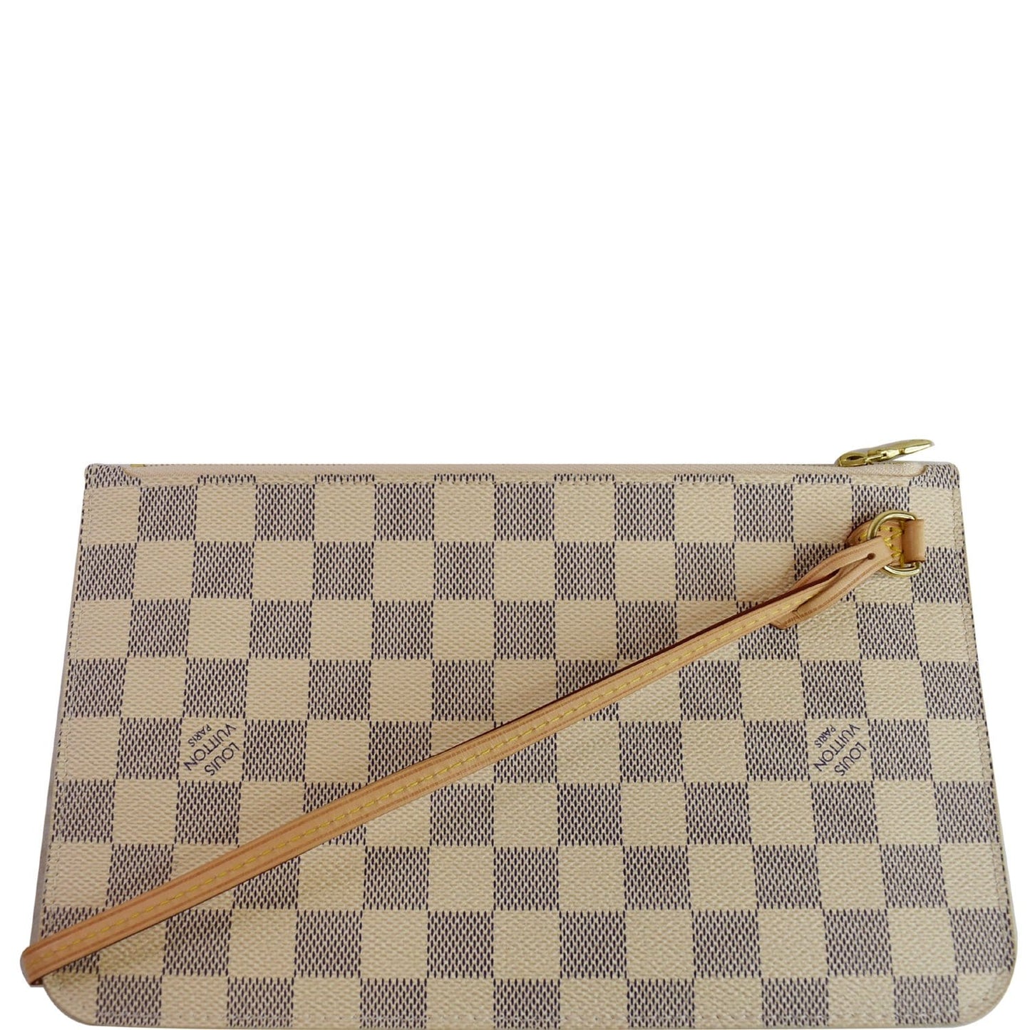 LOUIS VUITTON Pochette Wristlet Pouch Damier Azur Neverfull MM White