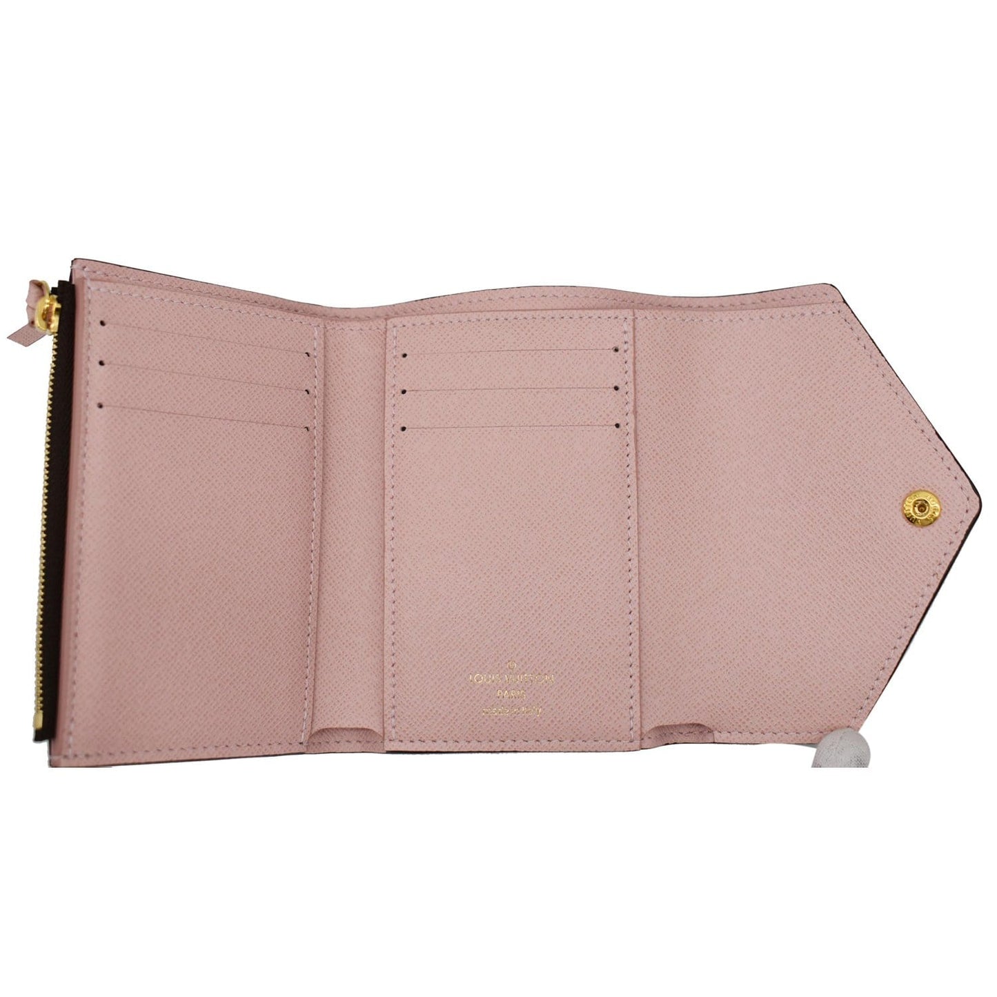 LOUIS VUITTON Victorine Damier Ebene Canvas Wallet Rose Ballerina