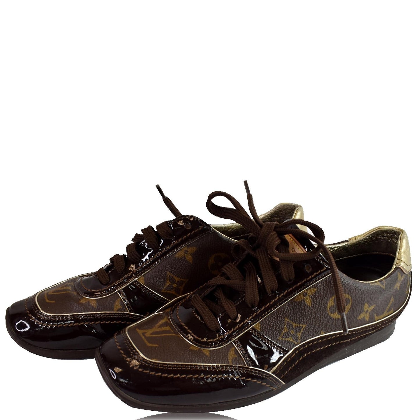LOUIS VUITTON Monogram Patent Globe Trotter Sneakers Brown US 8