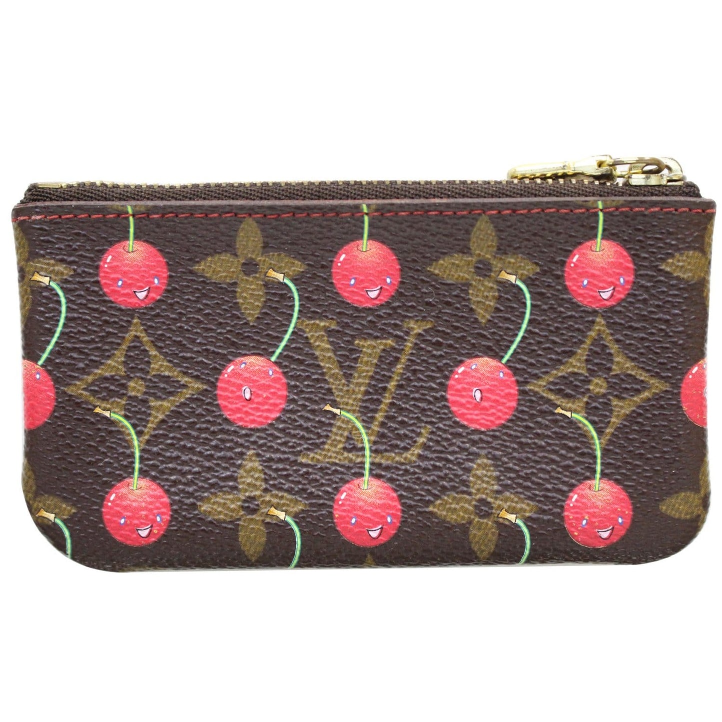 LOUIS VUITTON Key Pouch Cerises Cherry Monogram Coin Purse Brown