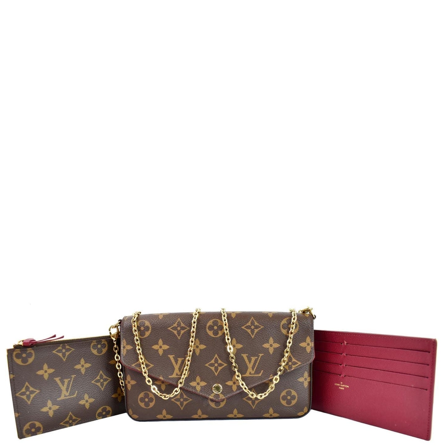LOUIS VUITTON Pochette Felicie Monogram Canvas Crossbody Bag Brown