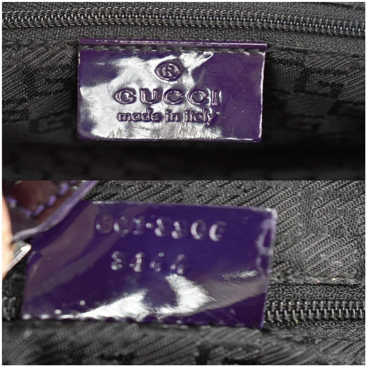 GUCCI Jackie Patent Leather Shoulder Bag Dark Purple 001-3306