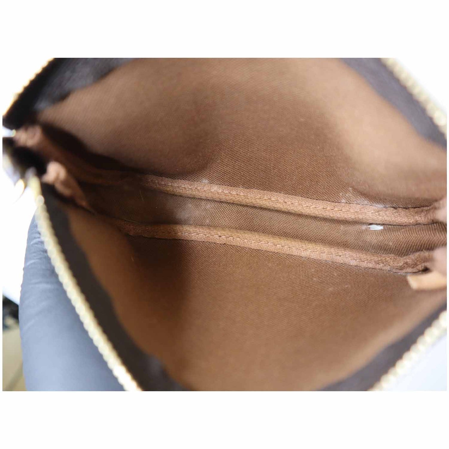 LOUIS VUITTON Mini Pochette Monogram Canvas Accessories Pouch Brown