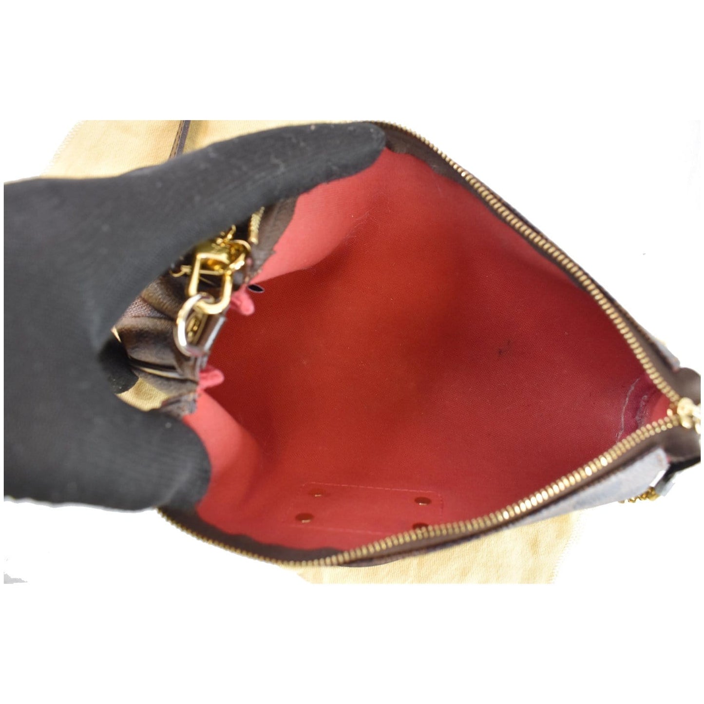 LOUIS VUITTON Eva Damier Ebene Pochette Clutch Crossbody Bag