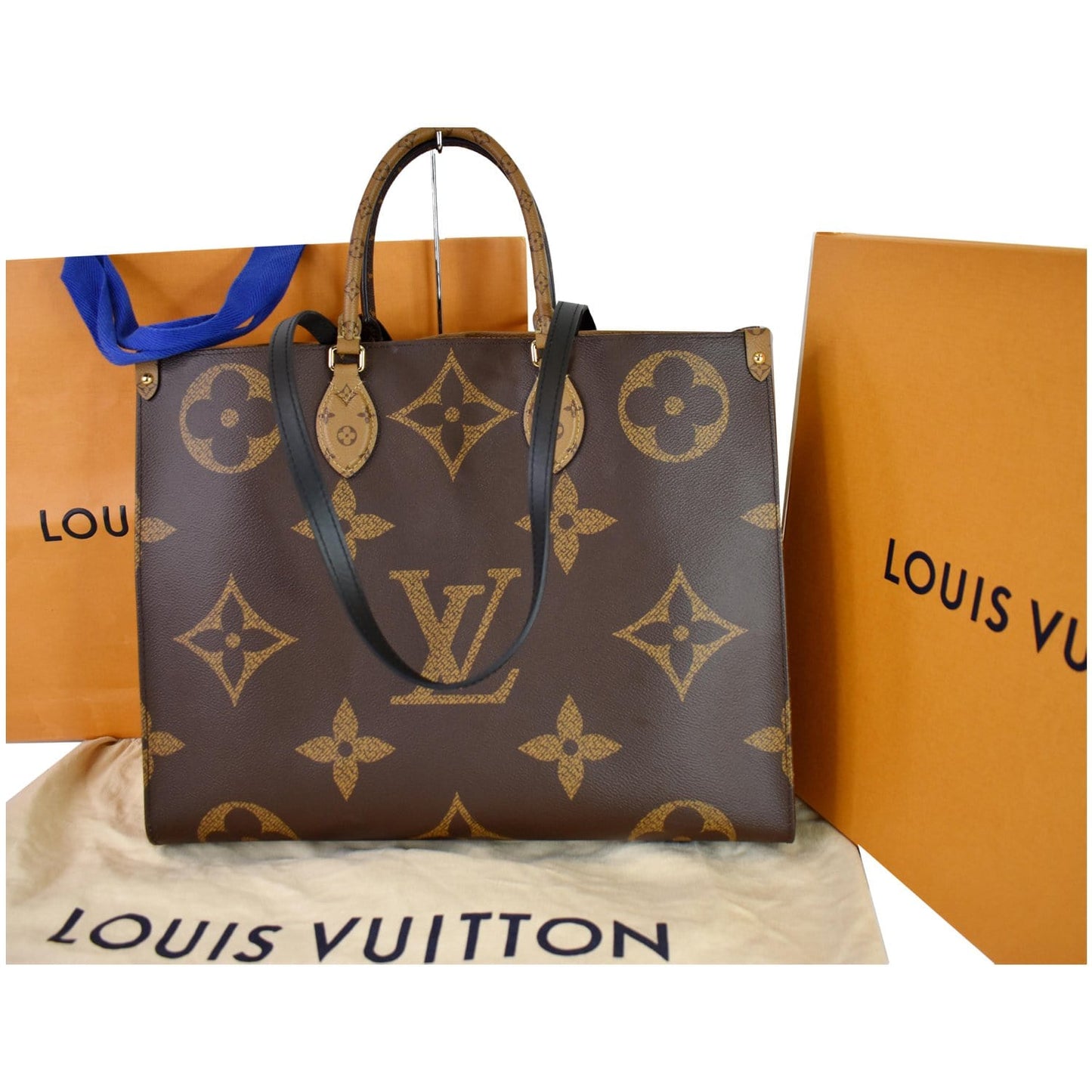 LOUIS VUITTON Onthego GM Reverse Monogram Giant Canvas Shoulder Bag Brown
