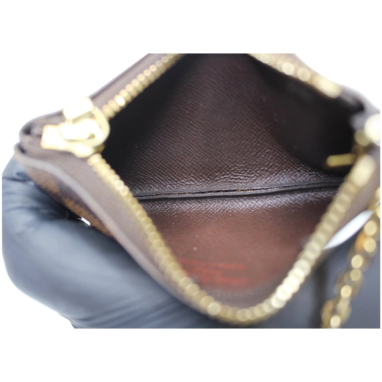 LOUIS VUITTON Key Coin Pouch Damier Ebene Brown