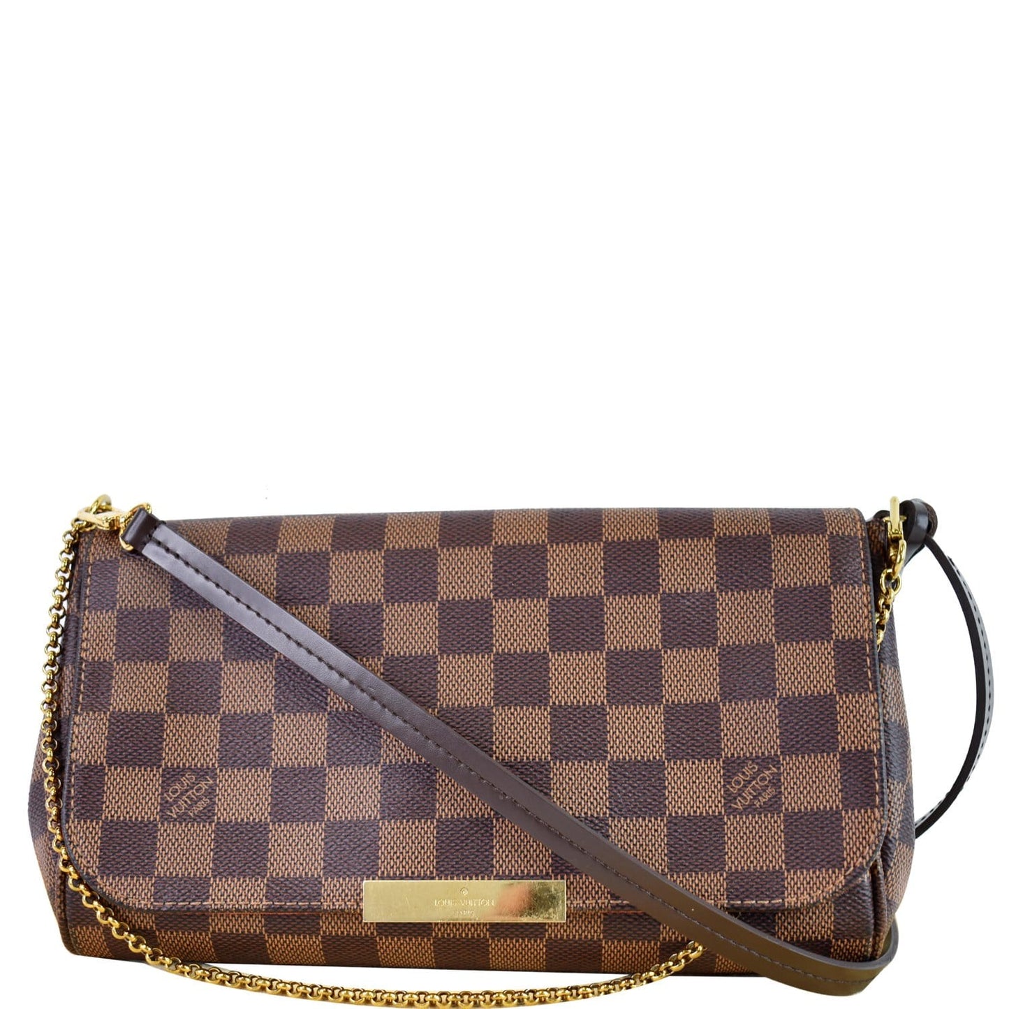LOUIS VUITTON Favorite MM Damier Ebene Crossbody Bag Brown