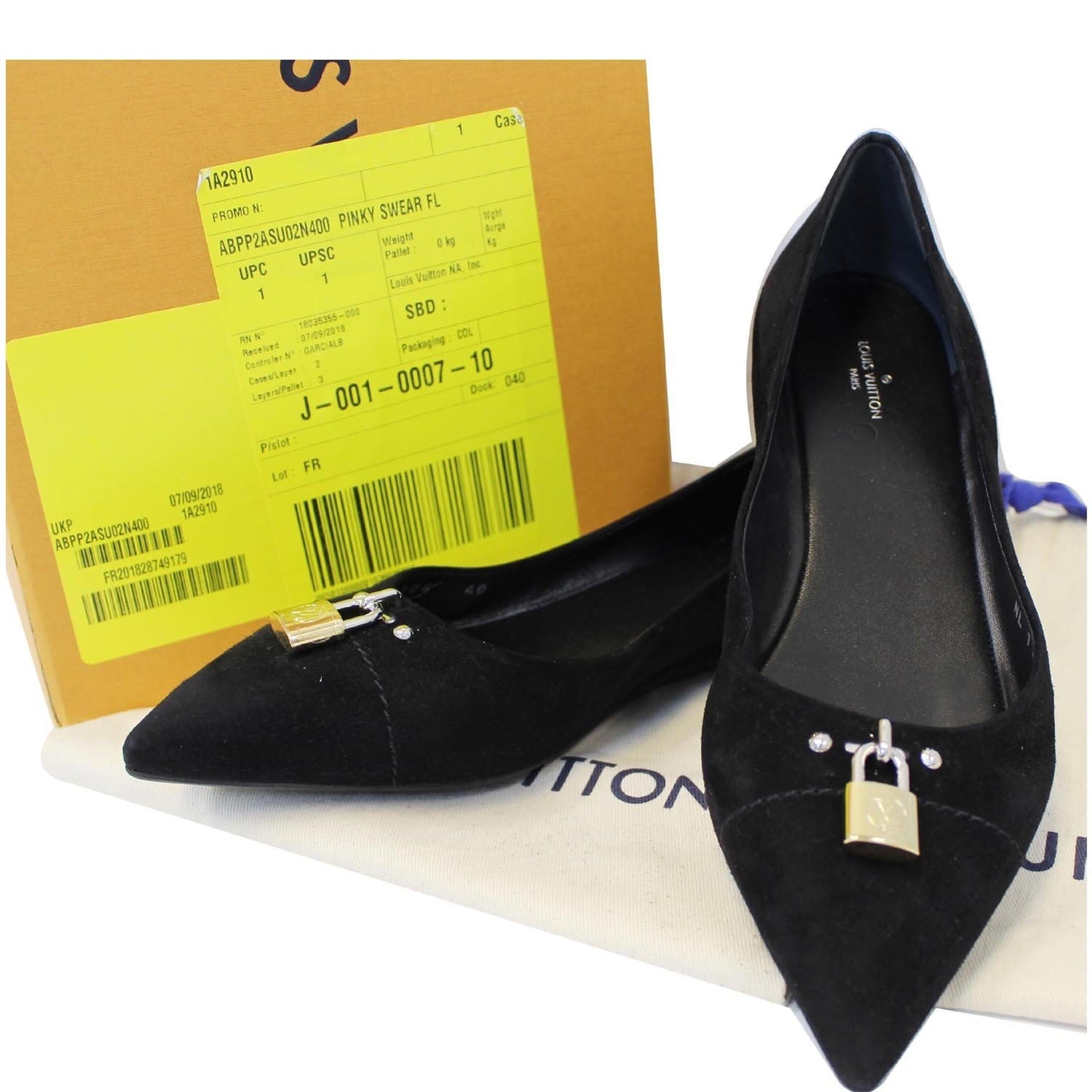 LOUIS VUITTON Black Pinky Swear Ballerina Suede Flats Size 40