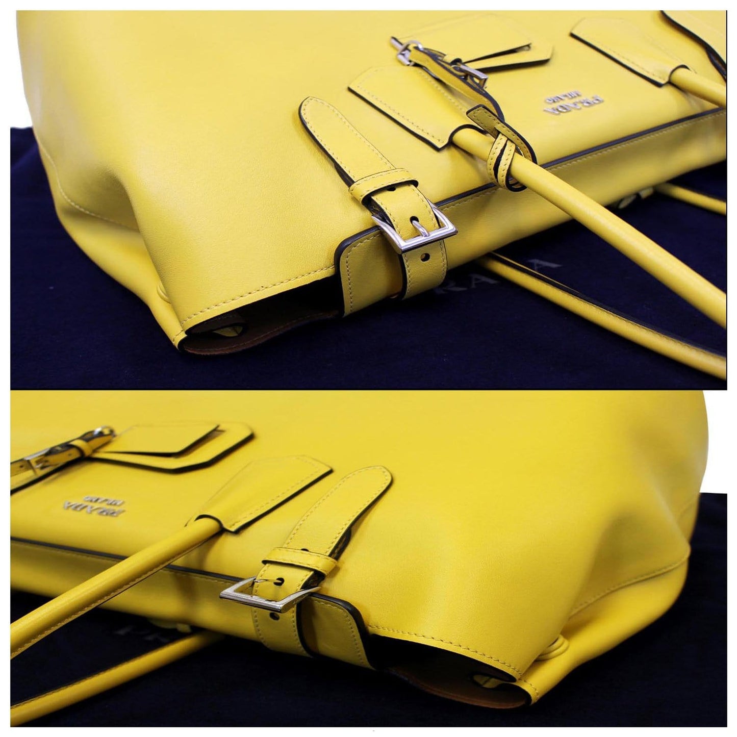 PRADA City Calf Buckle Tote Bag Yellow - Last Call
