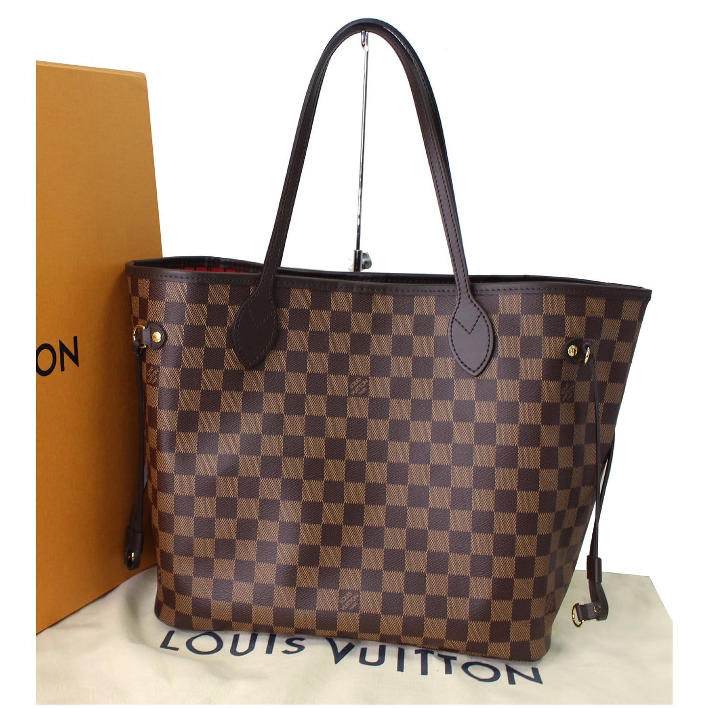LOUIS VUITTON Neverfull MM Damier Ebene Tote Shoulder Bag Brown