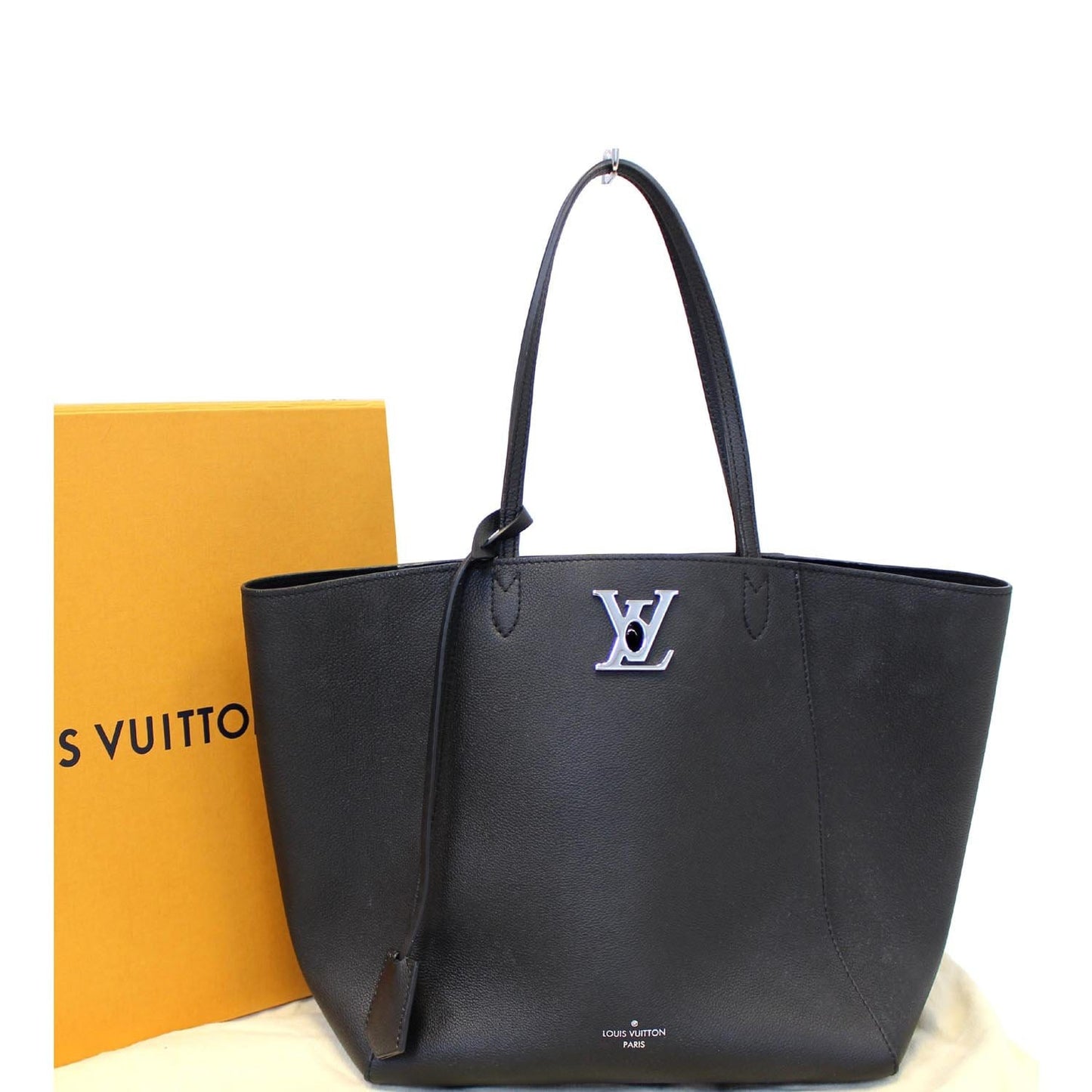 LOUIS VUITTON Lockme Cabas Calfskin Leather Shoulder Bag Black