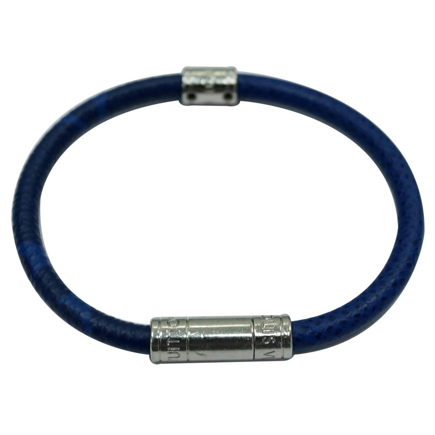 LOUIS VUITTON Keep It Taiga Leather Bracelet Blue