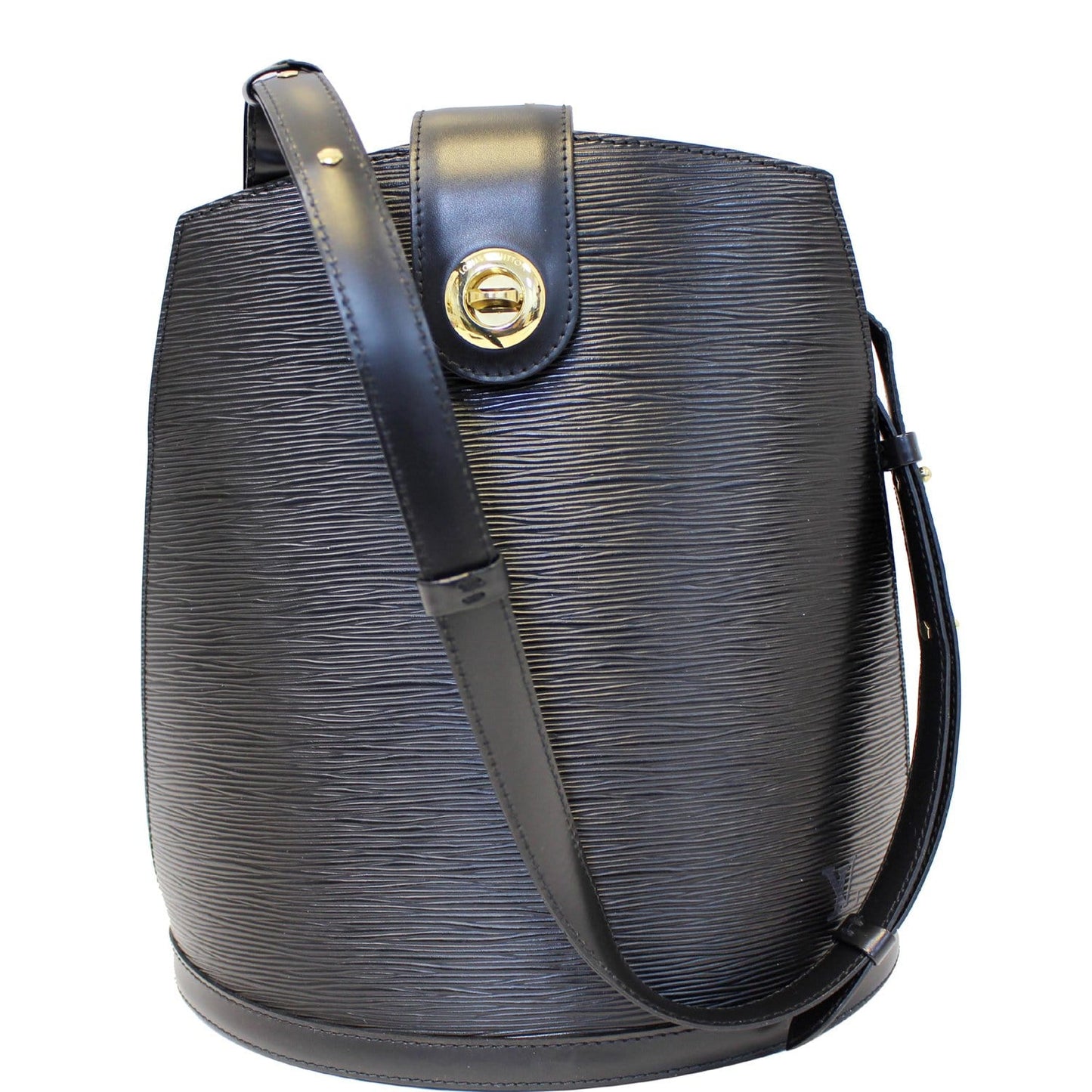 LOUIS VUITTON Cluny Epi Leather Shoulder Bag Black