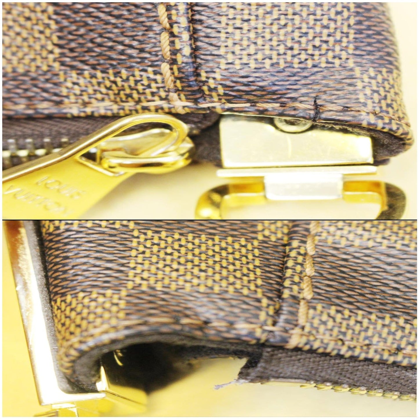 LOUIS VUITTON Portobello GM Damier Ebene Shoulder Handbag Brown