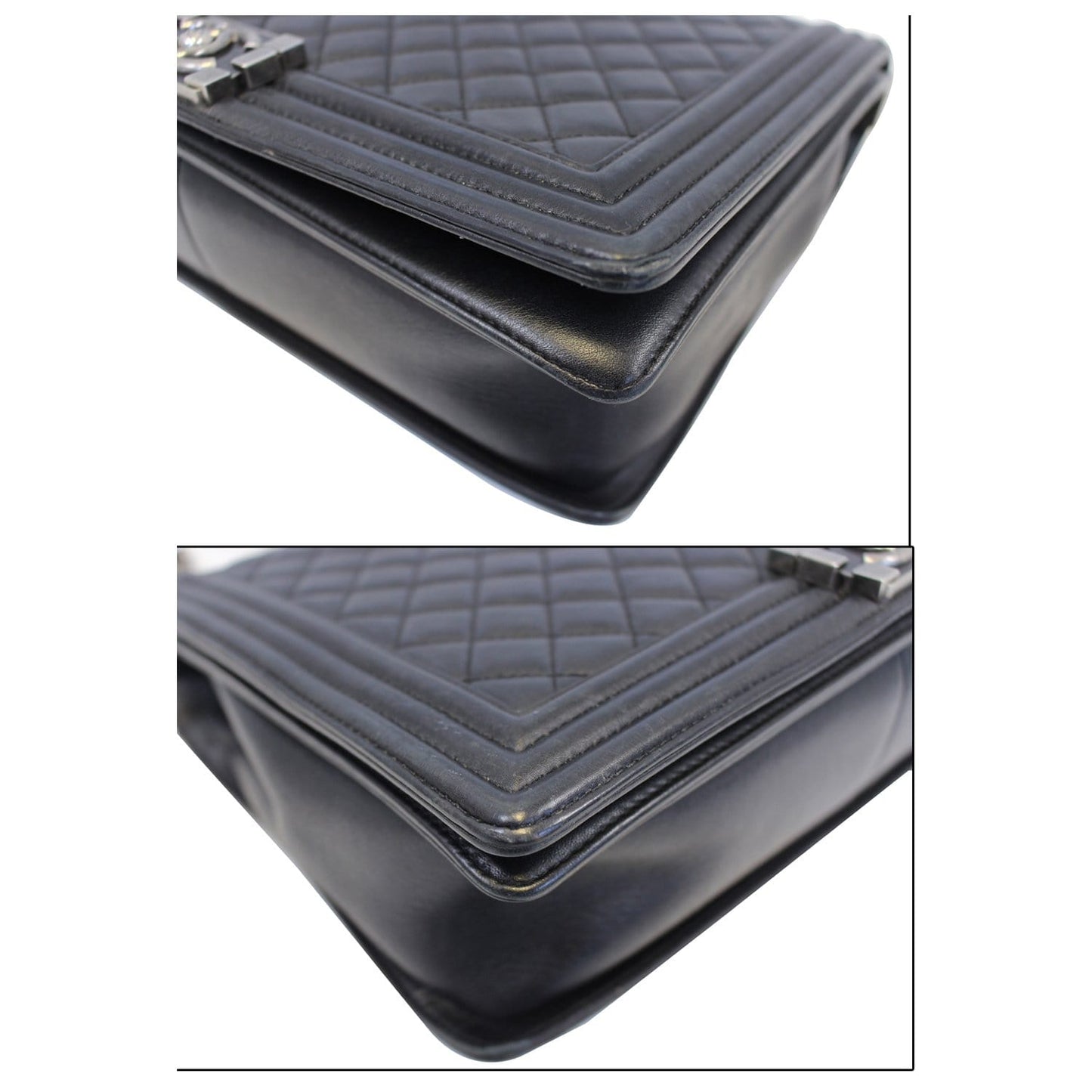 CHANEL Large Boy Flap Calfskin Quilted Leather Shoulder Bag Black