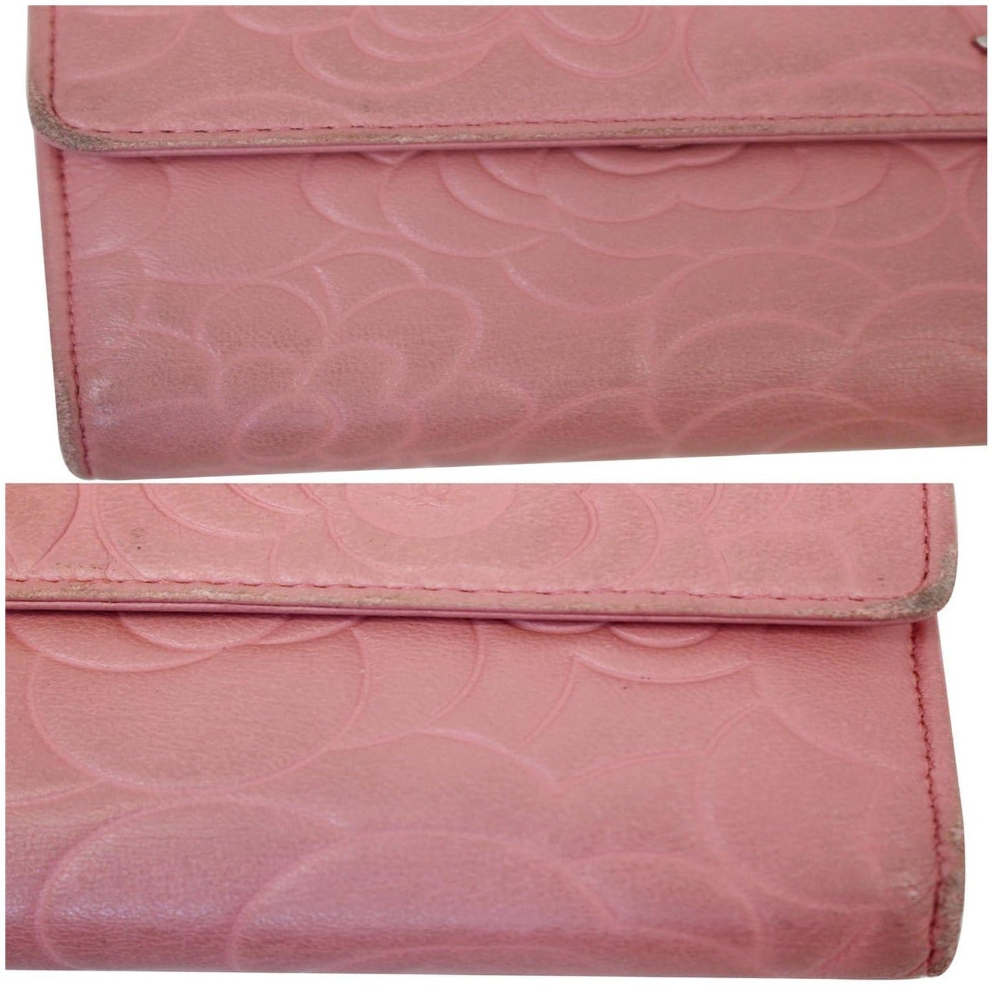 CHANEL Camellia Leather Trifold Wallet Pink - 25% OFF