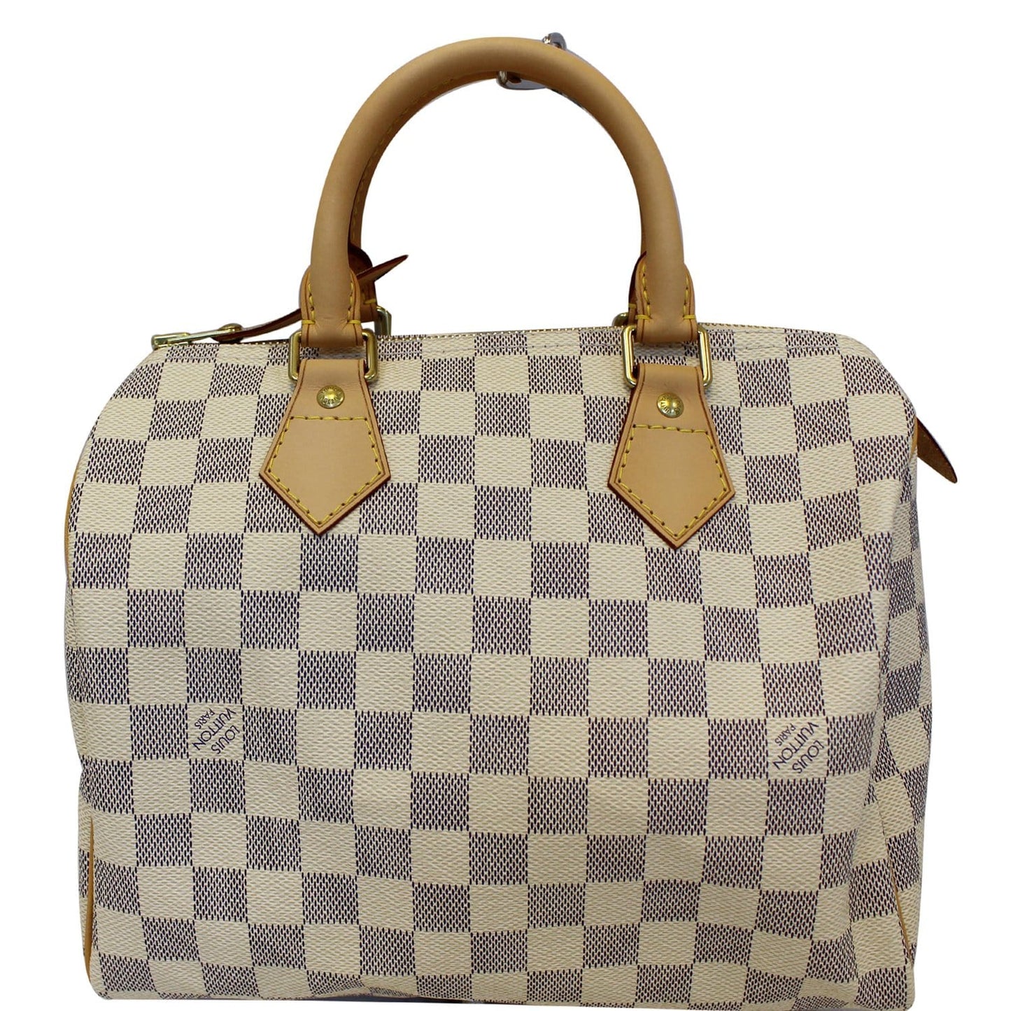 LOUIS VUITTON Speedy 25 Damier Azur Satchel Bag White