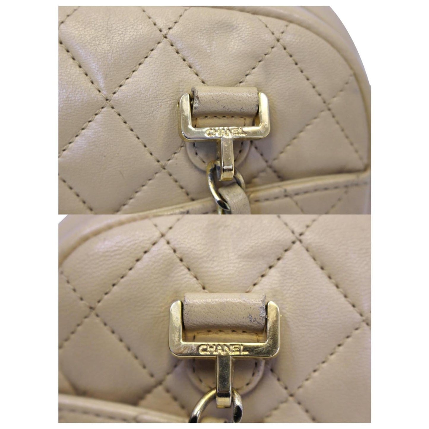 CHANEL Beige Lambskin Leather Camera Shoulder Bag - 15% OFF