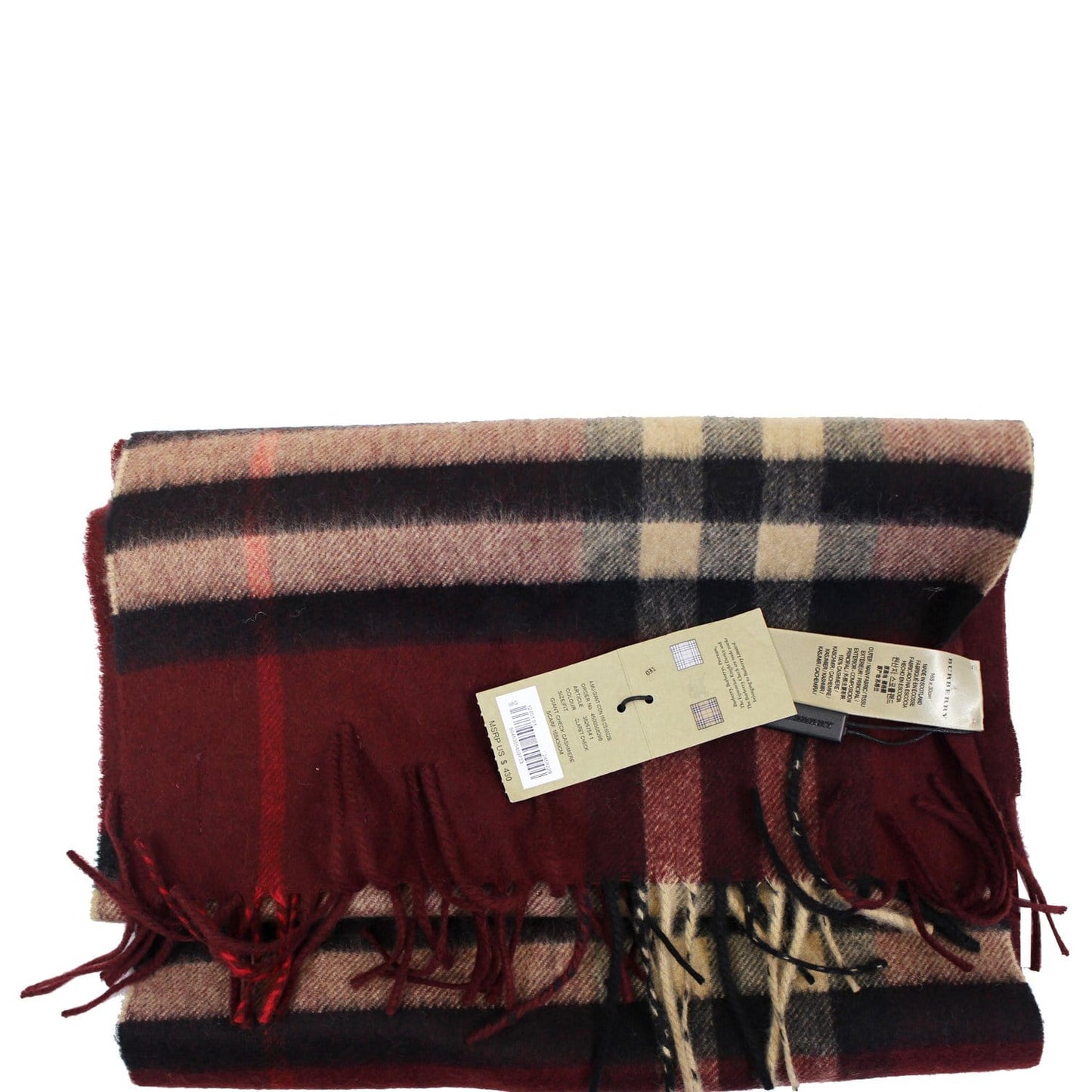 BURBERRY The Classic Cashmere Scarf in Claret