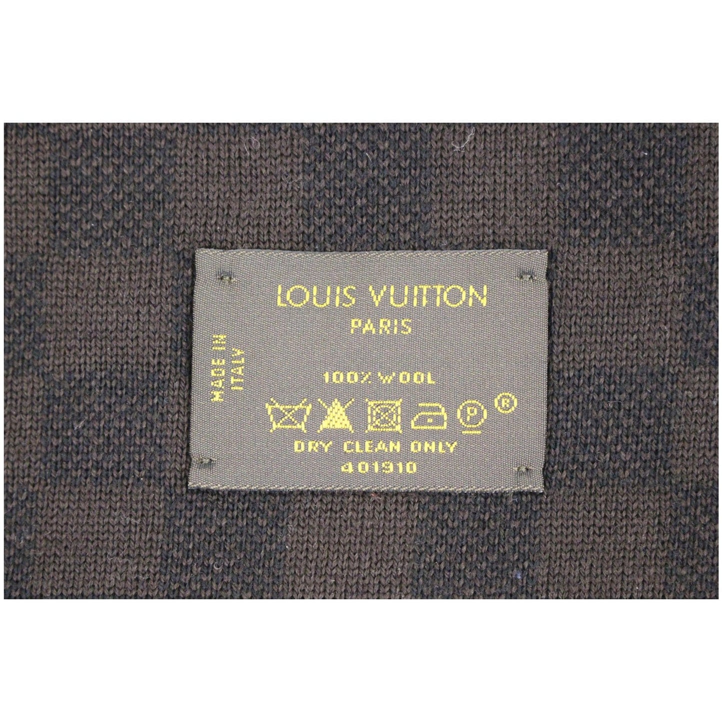LOUIS VUITTON Wool Petit Damier Stole Scarf Brown