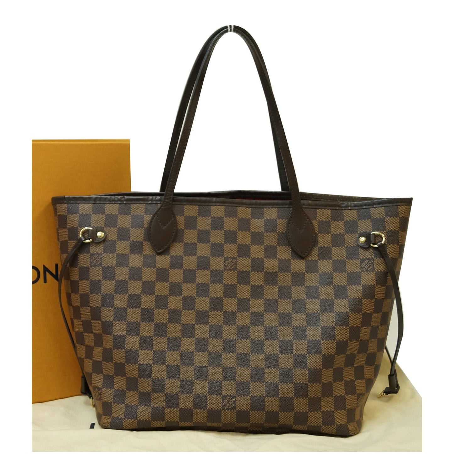 LOUIS VUITTON Neverfull MM Damier Ebene Tote Shoulder Bag Brown