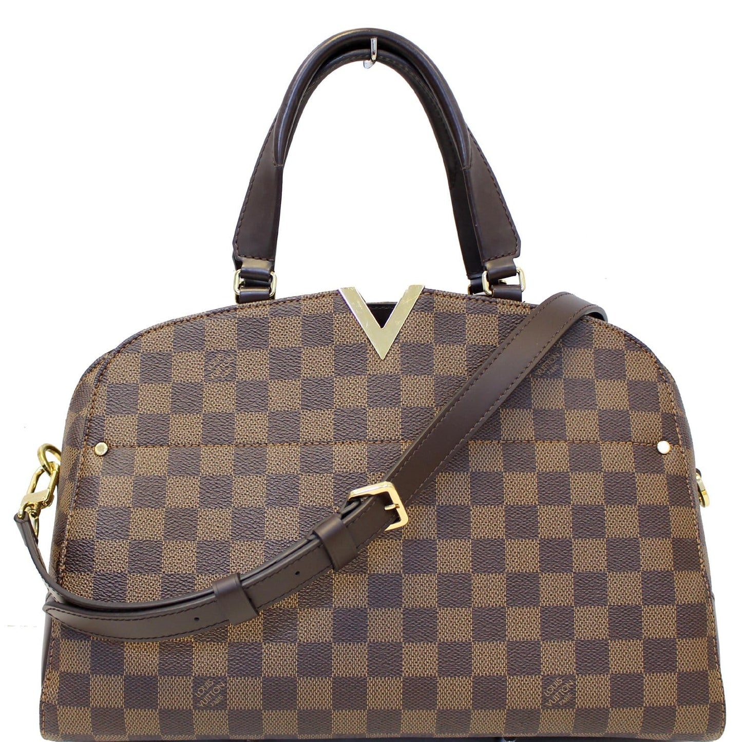 LOUIS VUITTON Kensington Bowling Damier Ebene Shoulder Bag Brown