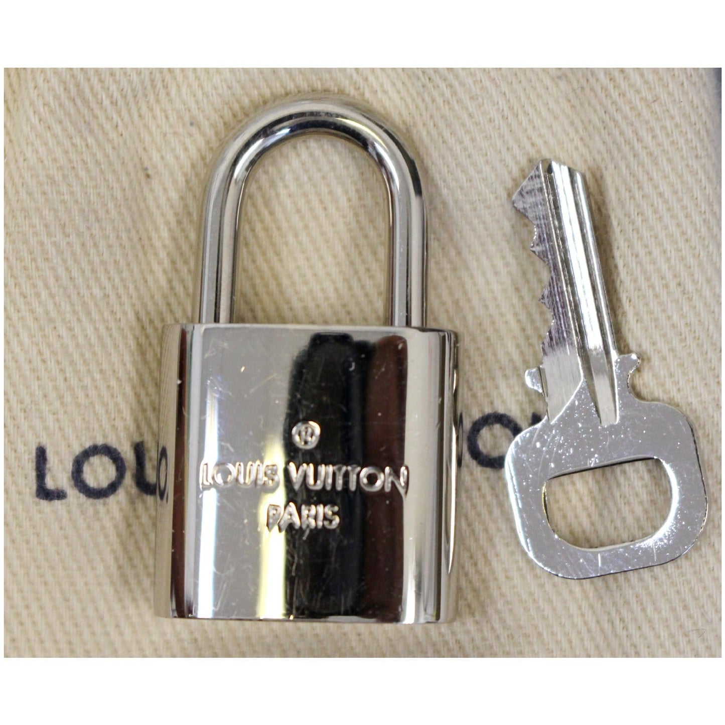 LOUIS VUITTON Padlock and 1 Key Silver Bag Charm Number 445