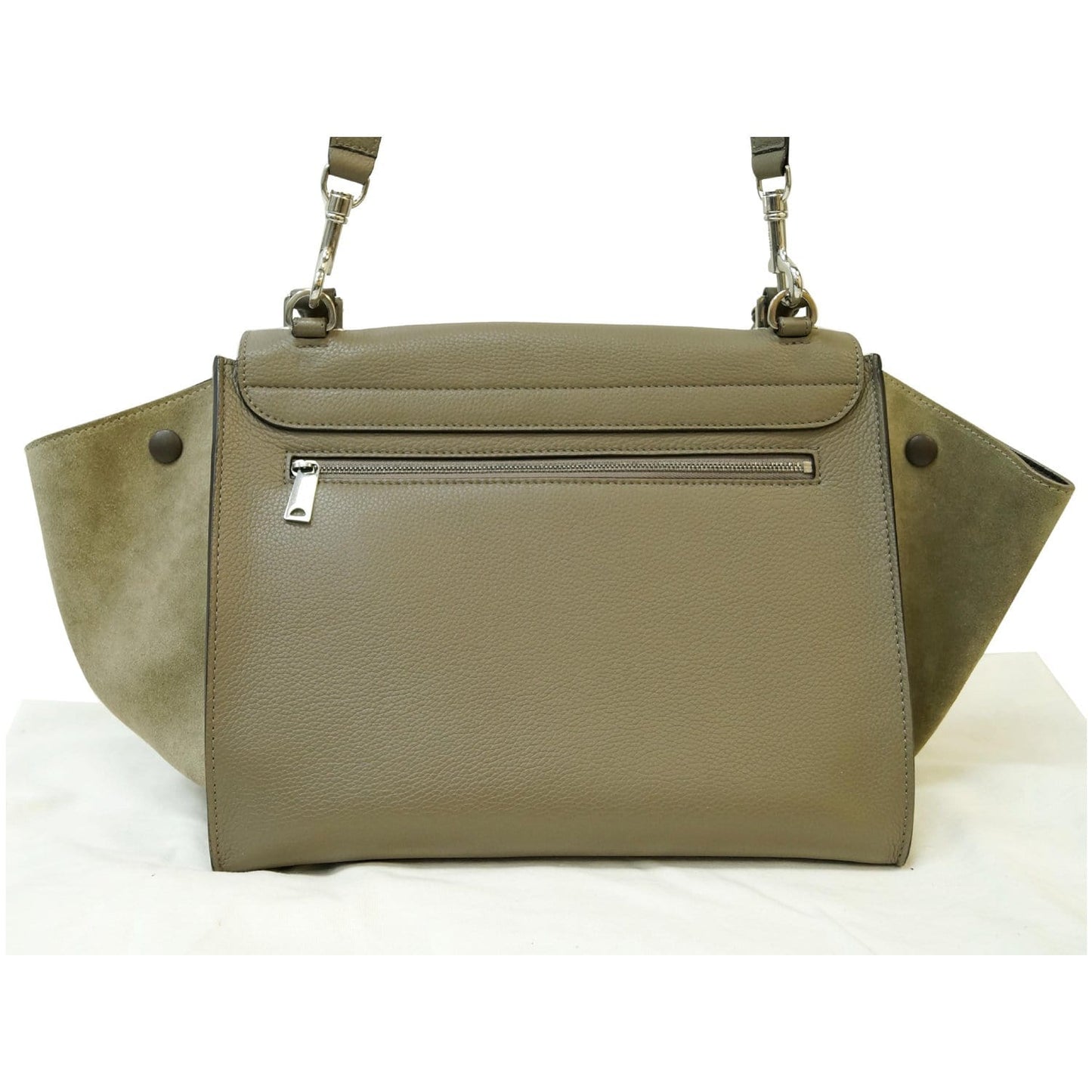 CELINE Trapeze Souris Small 2way Leather Tote Shoulder Bag Taupe