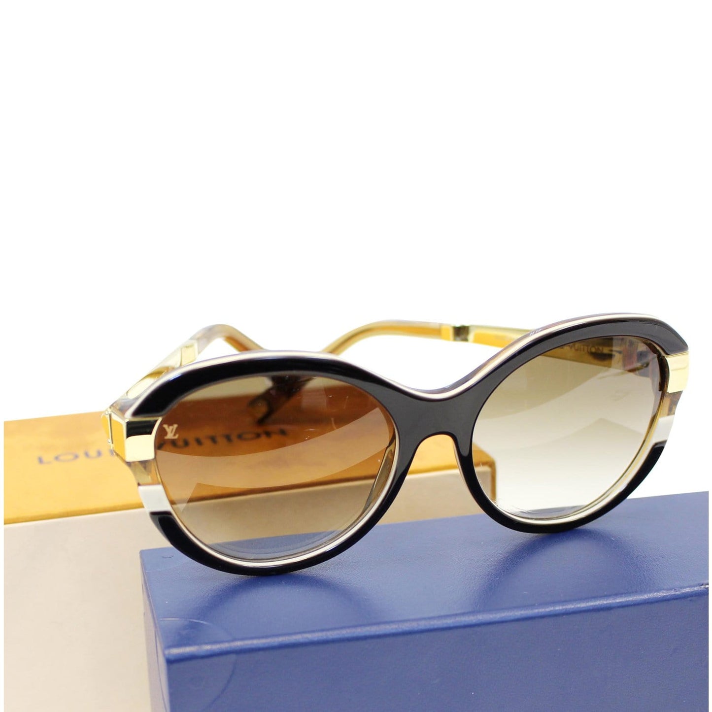 LOUIS VUITTON Petit Soupcon Cat Eye Sunglasses Brown/Gold Z0487W