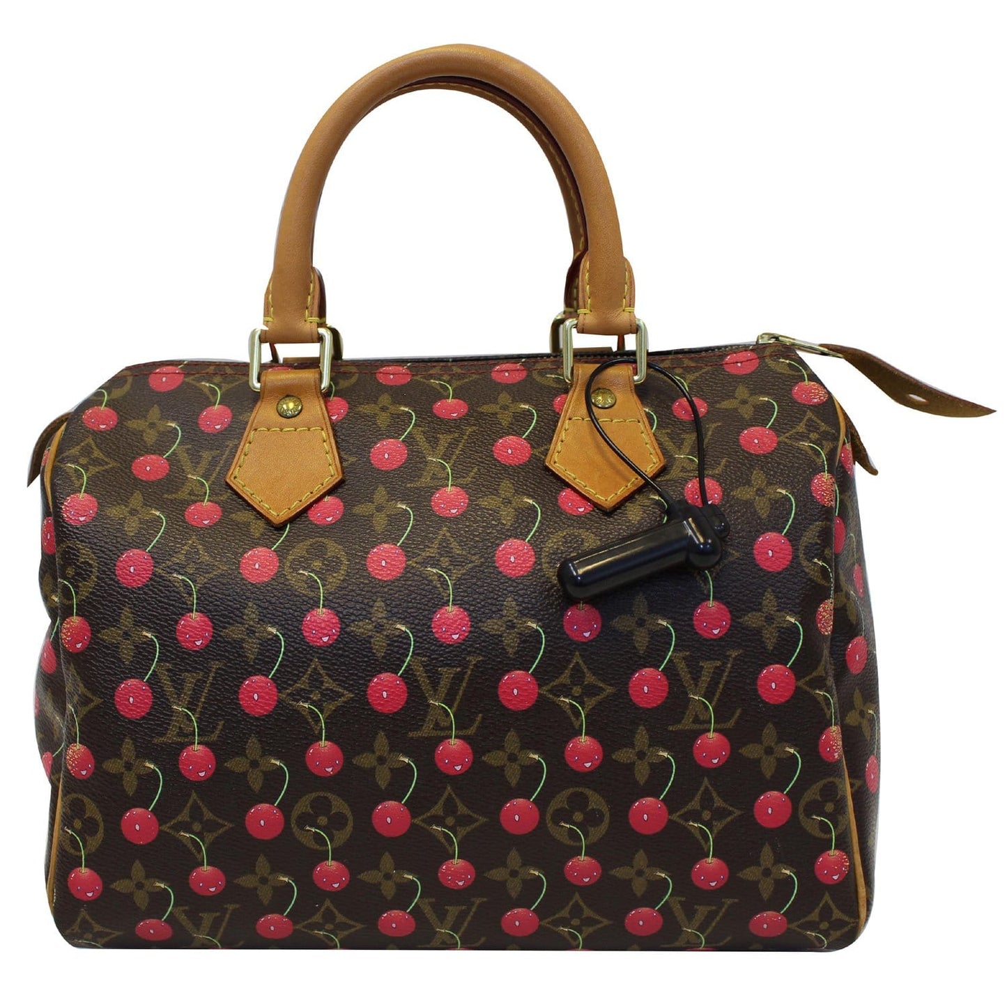 LOUIS VUITTON Cerises Speedy 25 Monogram Canvas Satchel Bag Brown