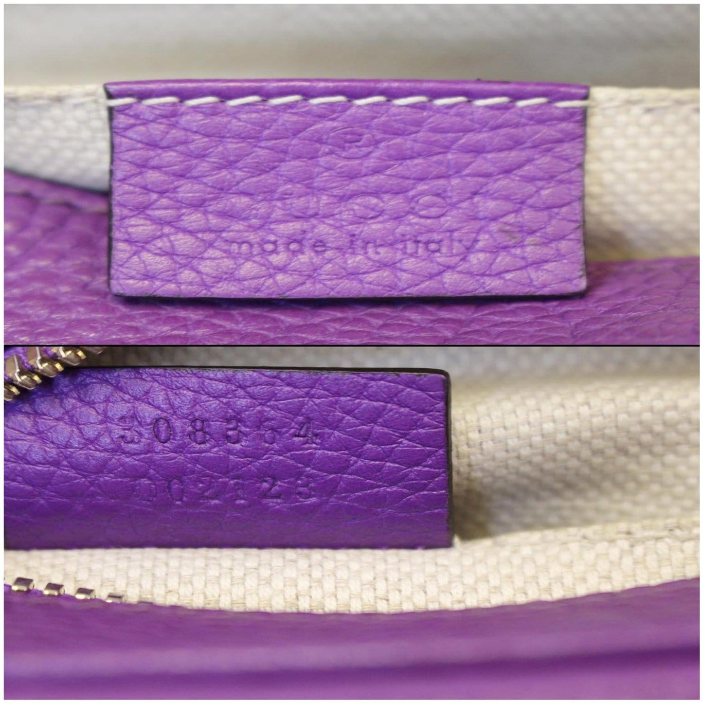 GUCCI Soho Disco Pebbled Leather Small Crossbody Bag 308364 Purple