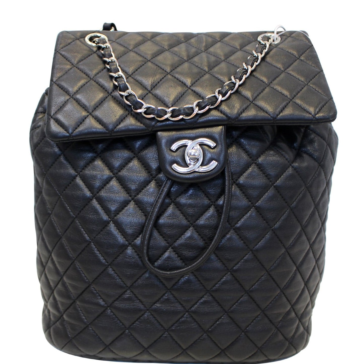 CHANEL Urban Spirit Lambskin Leather Backpack Bag Black