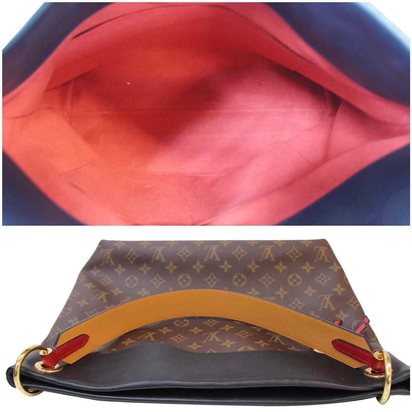 LOUIS VUITTON Tuileries Monogram Canvas Hobo Bag Black