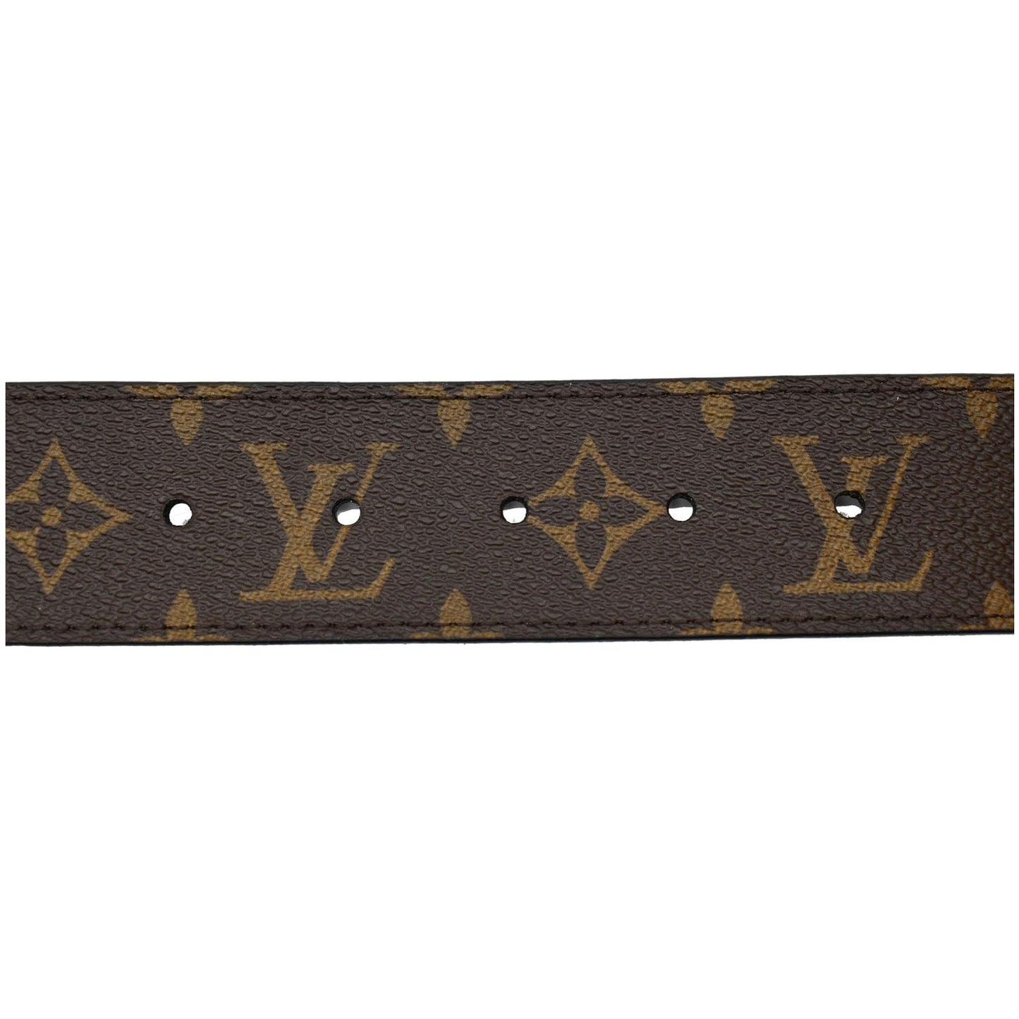 LOUIS VUITTON LV Initiales Monogram Canvas Silver Buckle Belt Brown