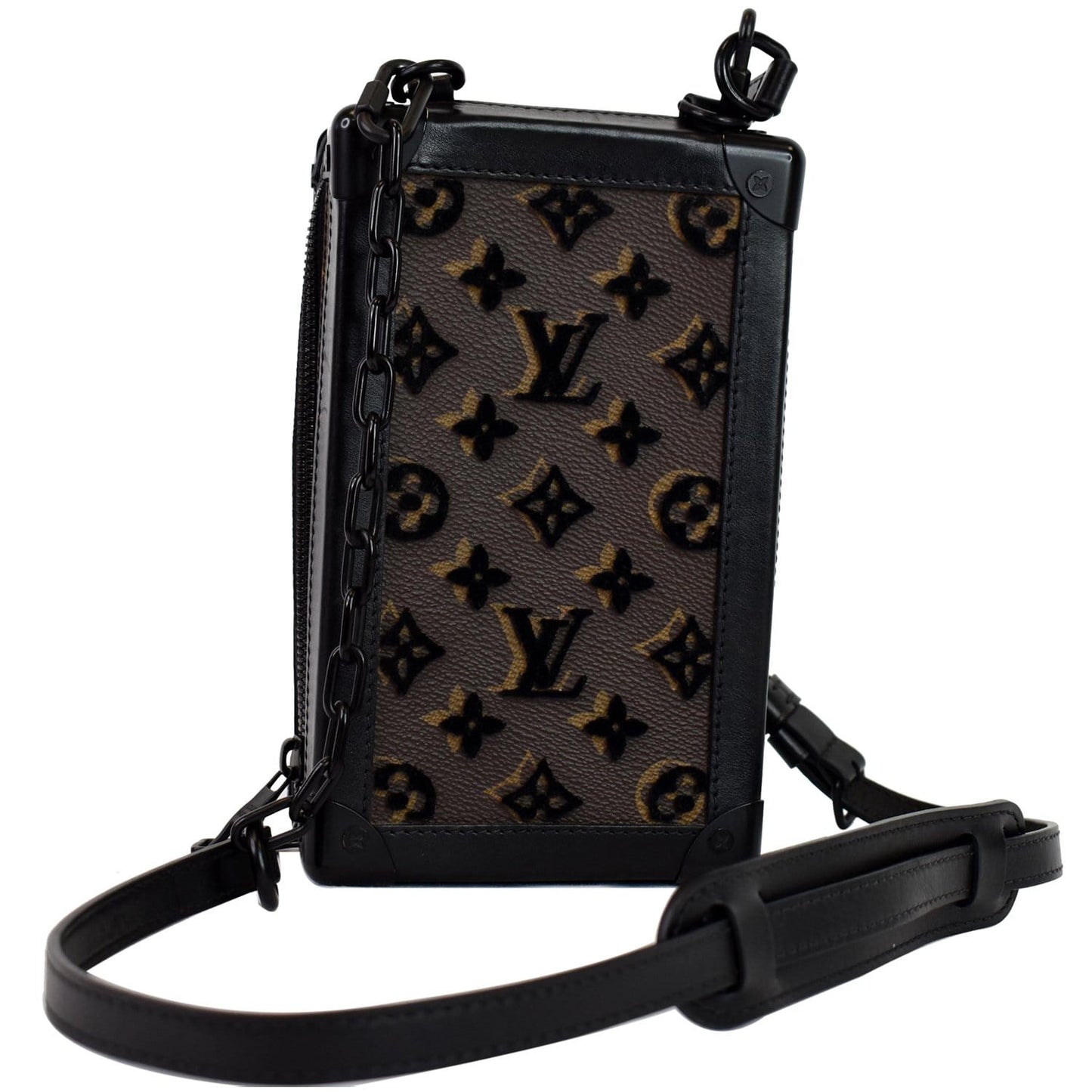 LOUIS VUITTON Vertical Soft Trunk Embroidered Crossbody Bag Black