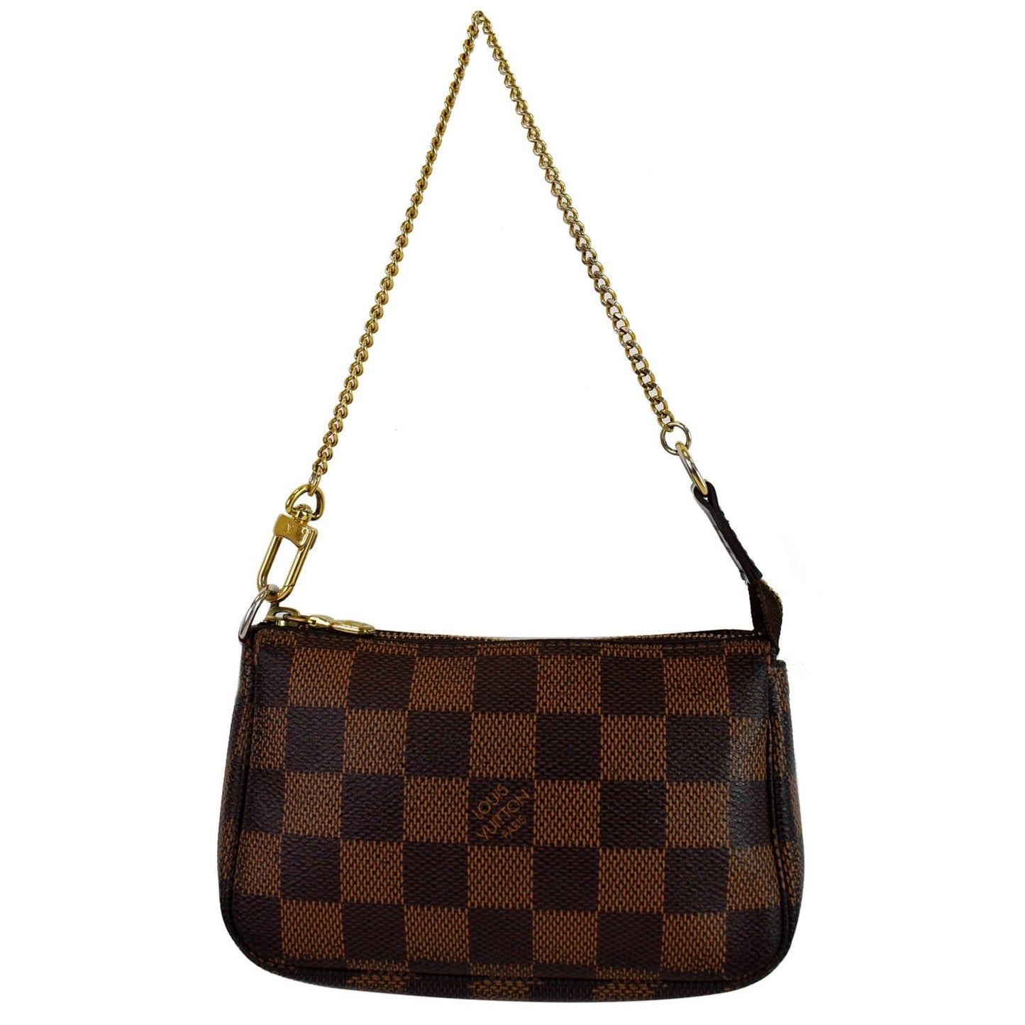 LOUIS VUITTON Mini Pochette Damier Ebene Pouch Brown