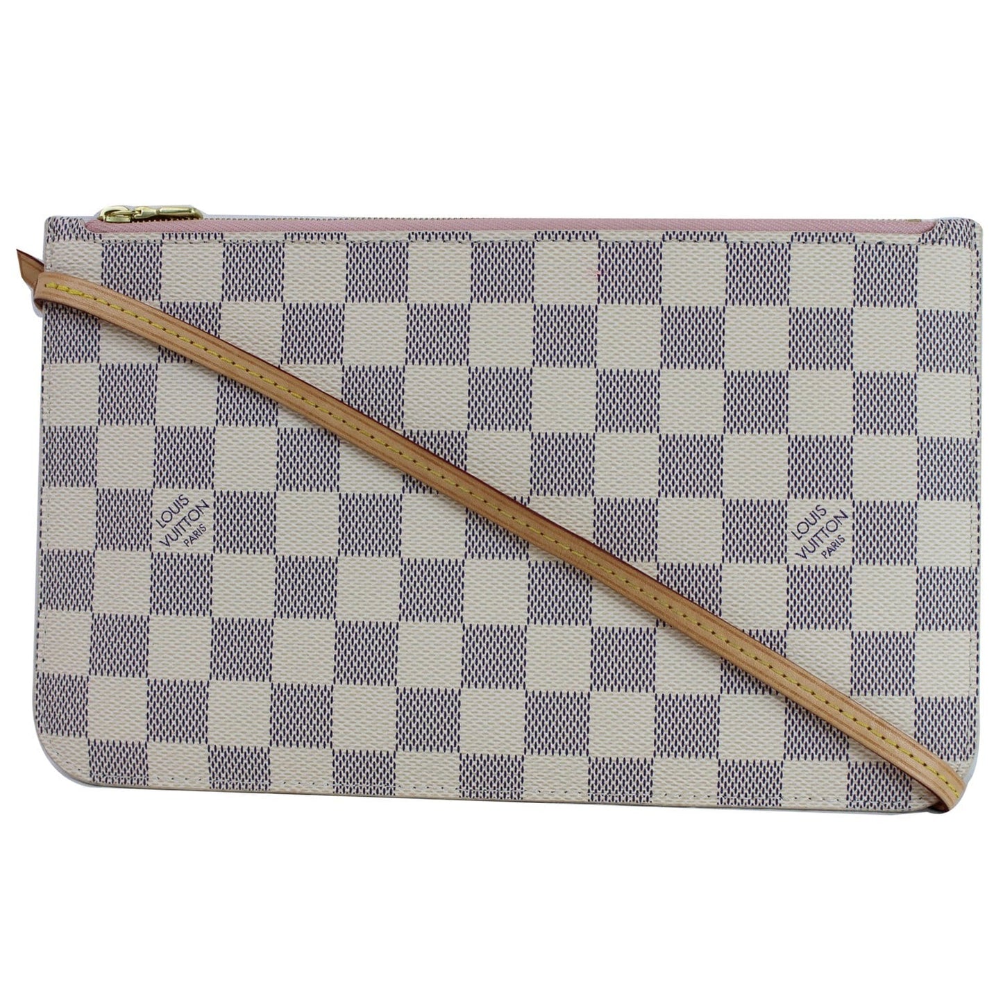LOUIS VUITTON Pochette Wristlet Pouch Damier Azur Neverfull MM White