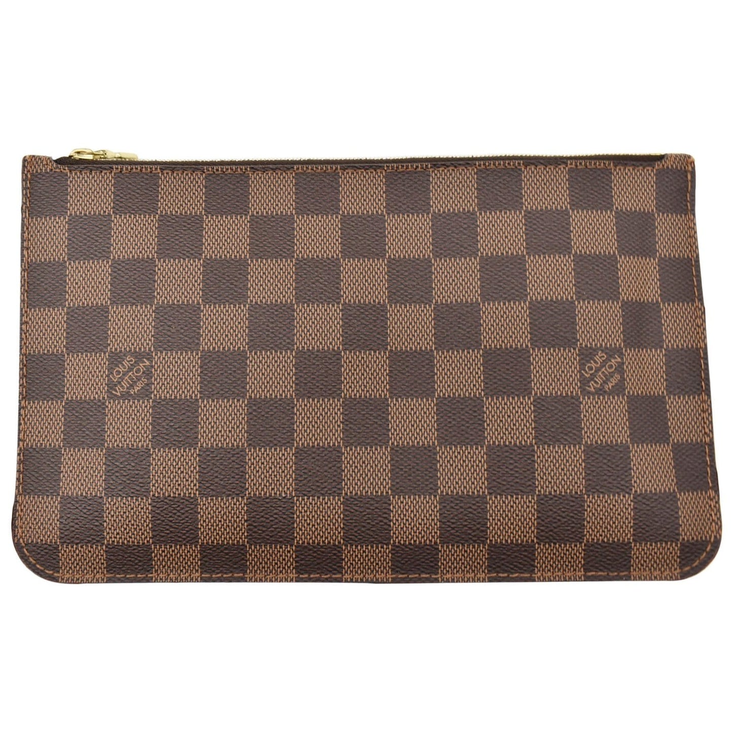 LOUIS VUITTON Neverfull MM Damier Ebene Pochette Wristlet Pouch Brown