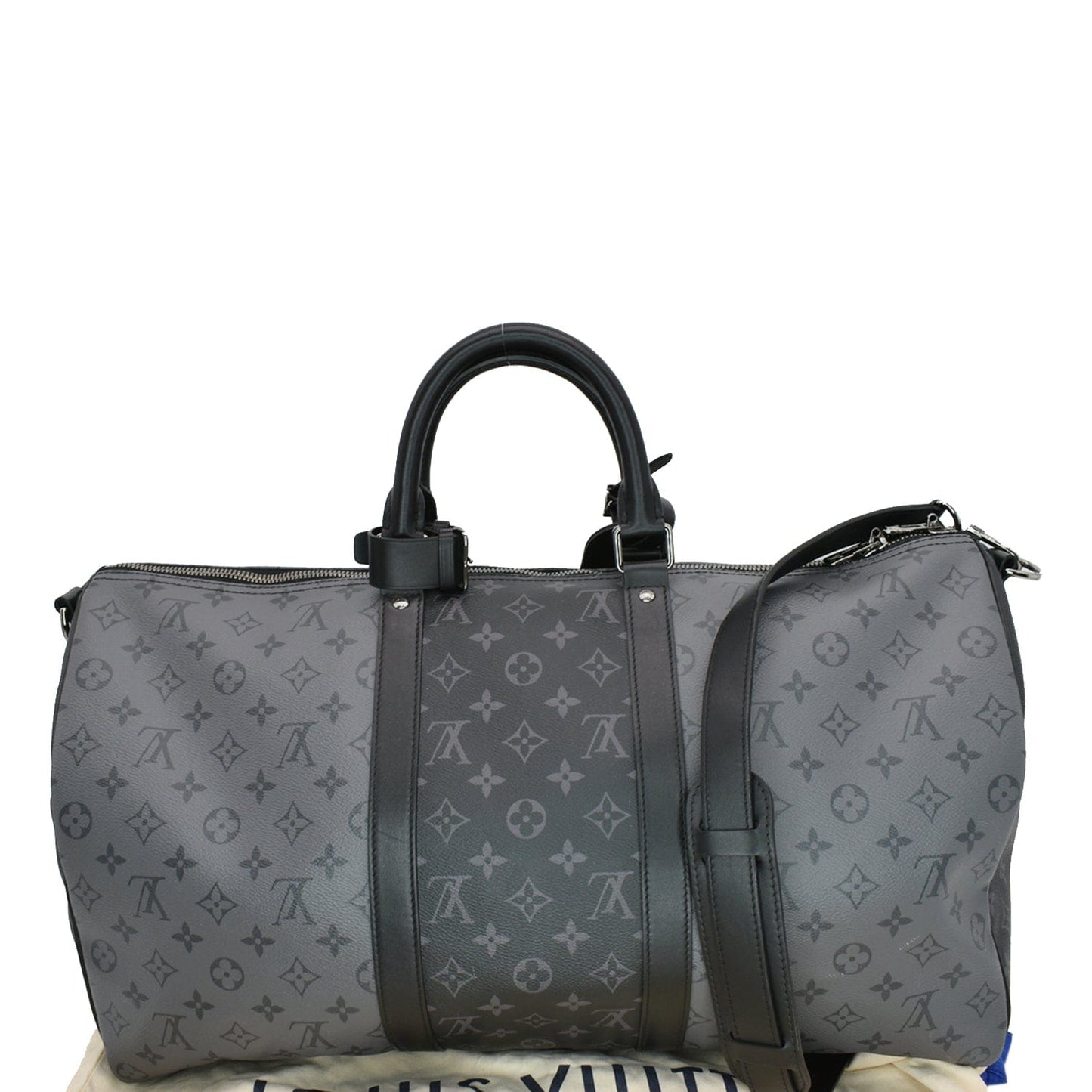 LOUIS VUITTON Keepall 50 Bandouliere Monogram Eclipse Travel Bag Black  - New Year Deals