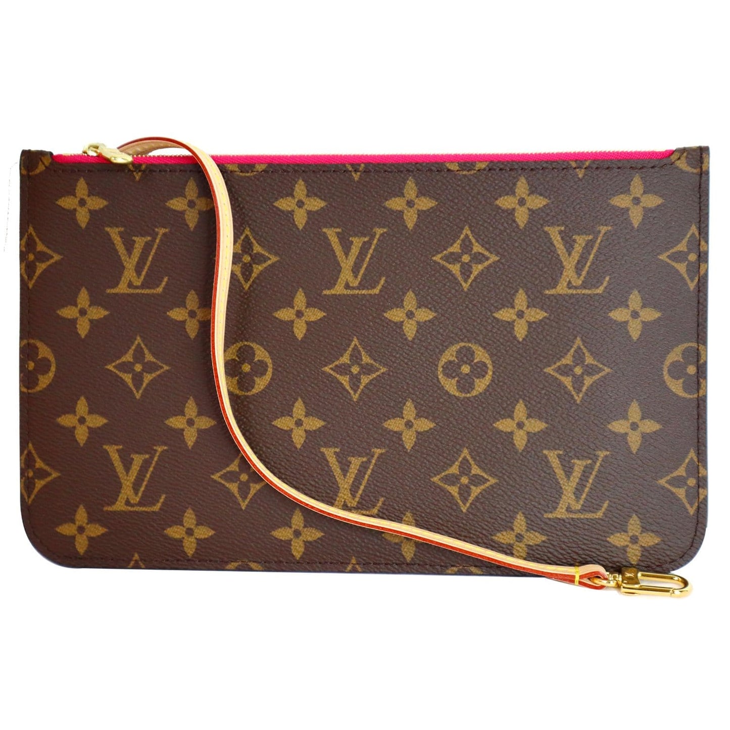 LOUIS VUITTON Pochette Wristlet Pouch Monogram Canvas Neverfull MM Fuchsia