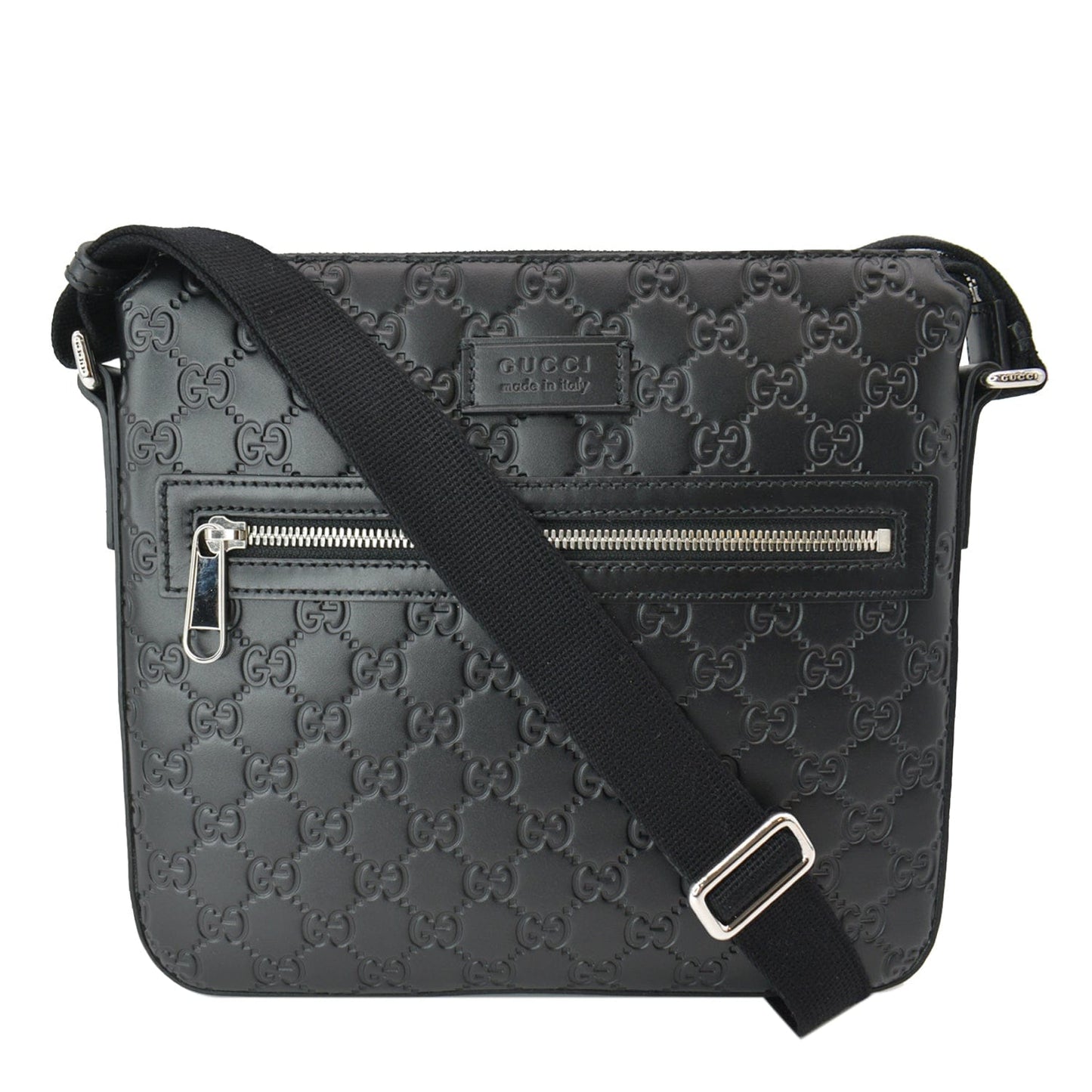 GUCCI GG Signature Leather Black Messenger Bag 406410