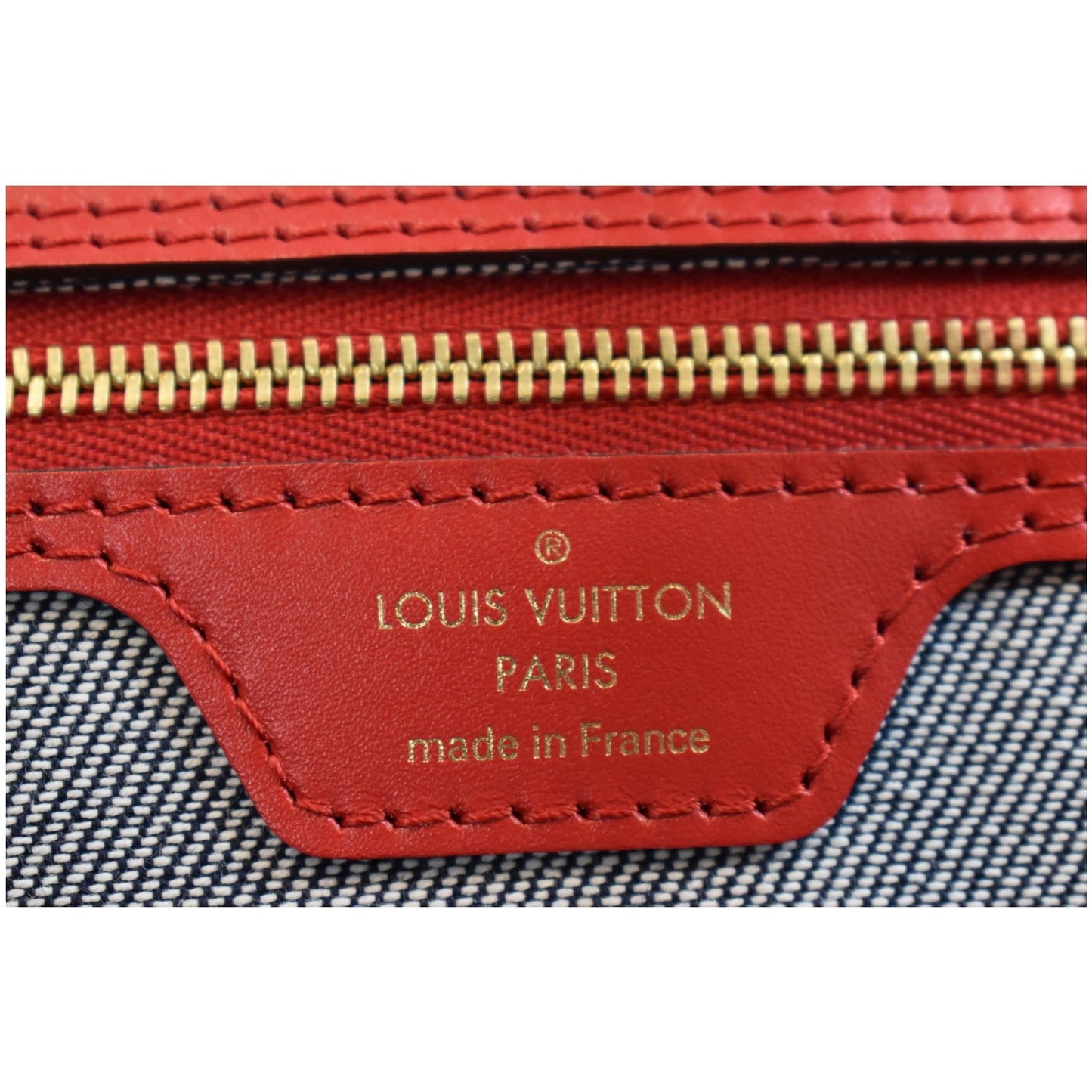 LOUIS VUITTON Neverfull MM Patchwork Monogram Denim Shoulder Bag Blue