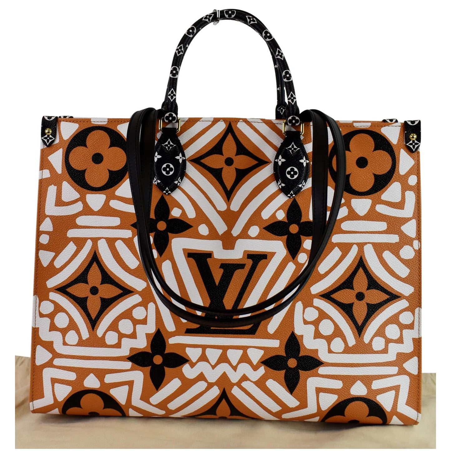 LOUIS VUITTON Onthego GM Crafty Monogram Giant Canvas Shoulder Bag Caramel