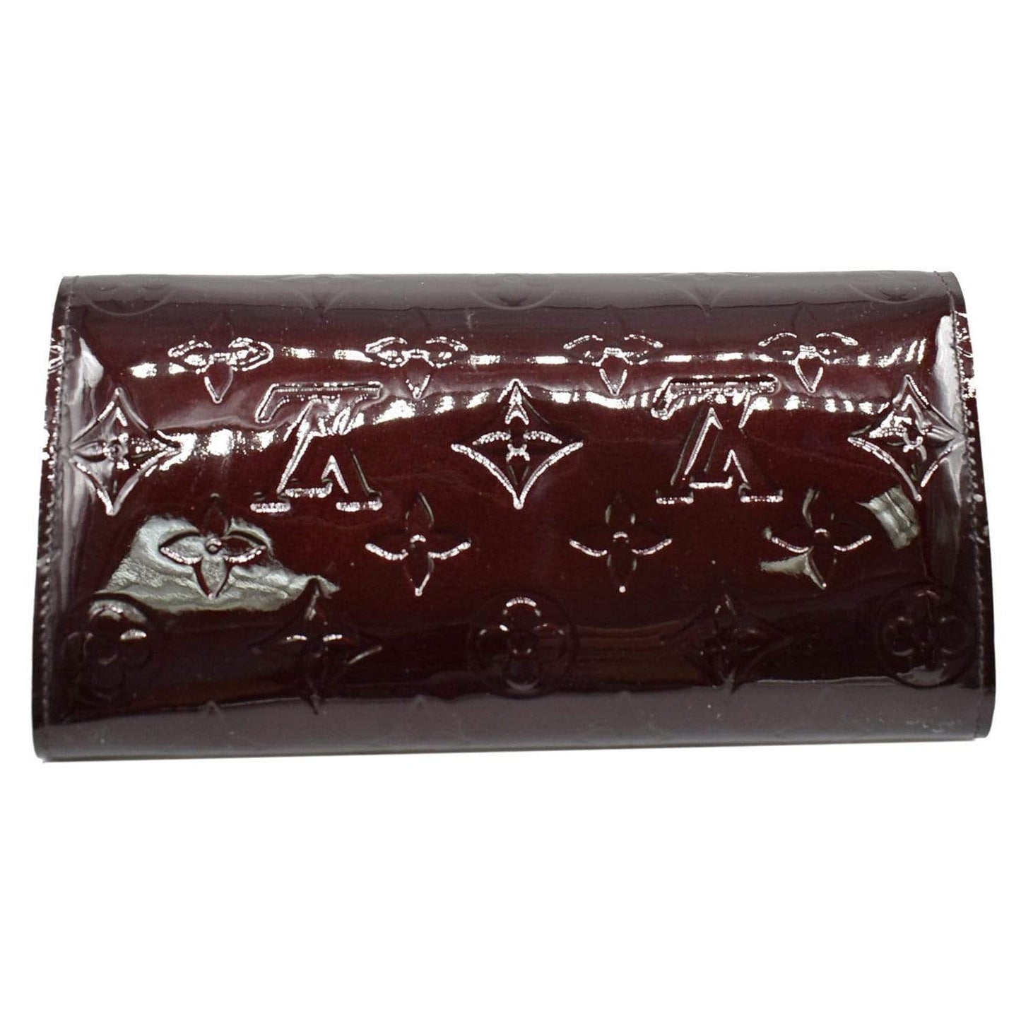 LOUIS VUITTON Sarah Monogram Vernis Leather Wallet Amarante Red
