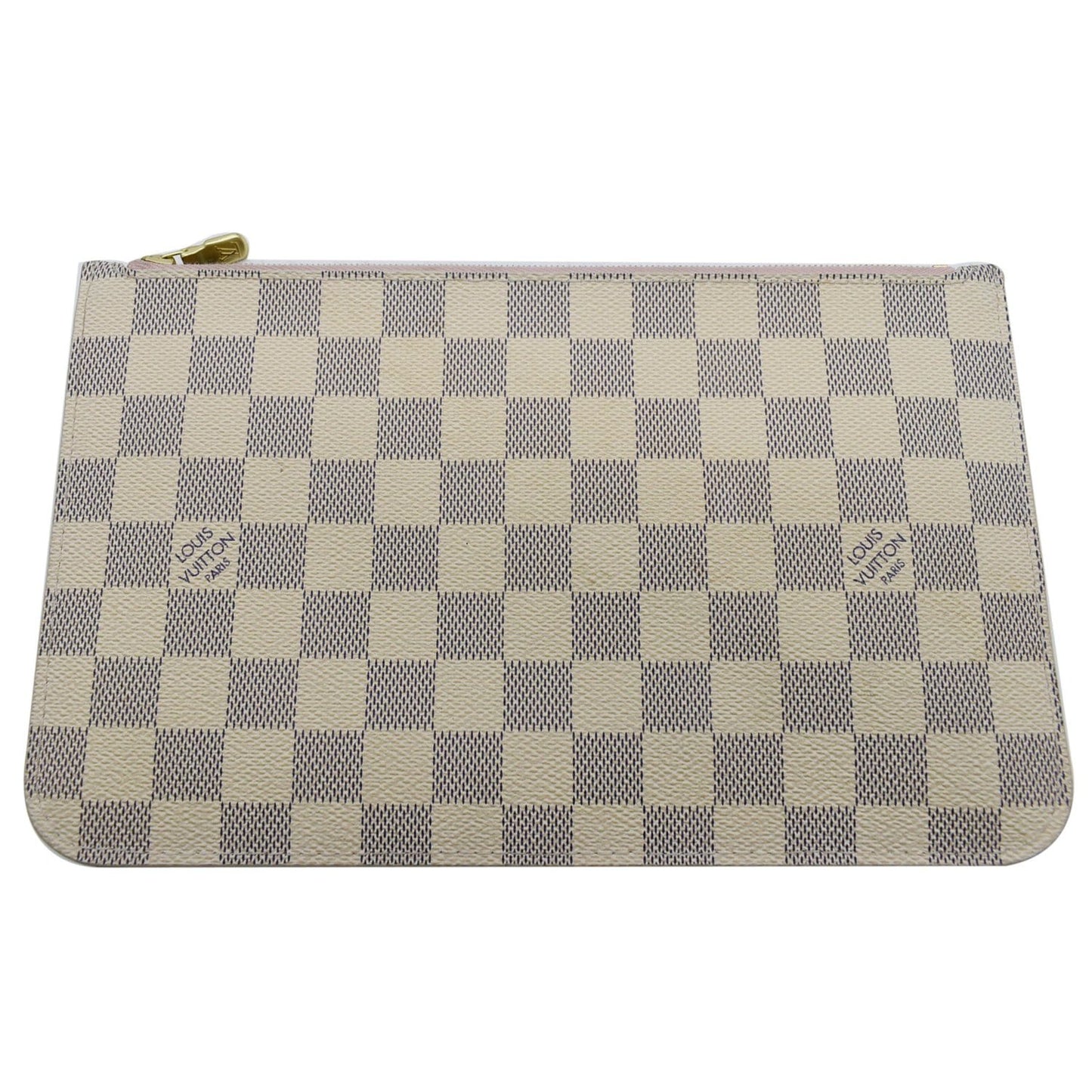LOUIS VUITTON  Neverfull GM Damier Azur Pochette Wristlet Pouch White