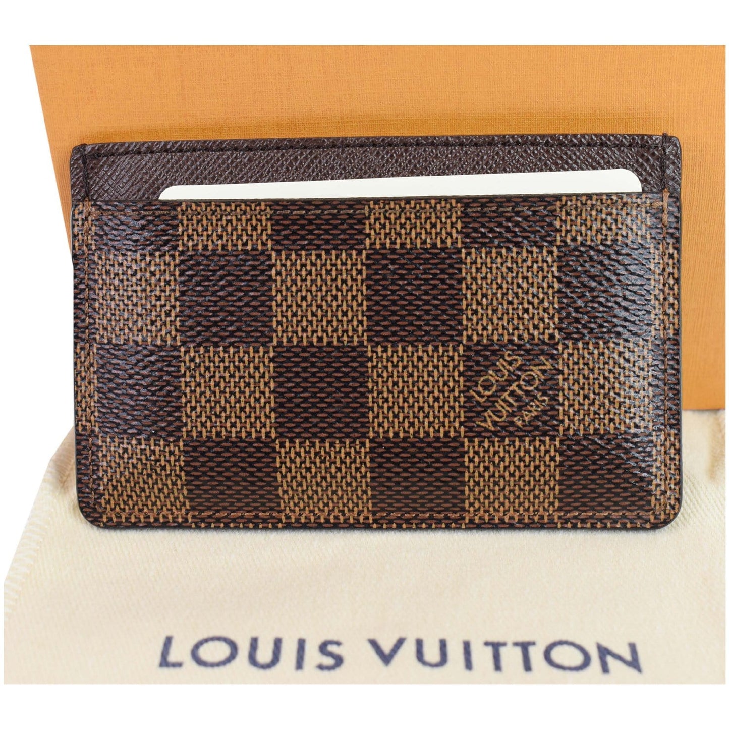 LOUIS VUITTON Damier Ebene Card Holder Brown