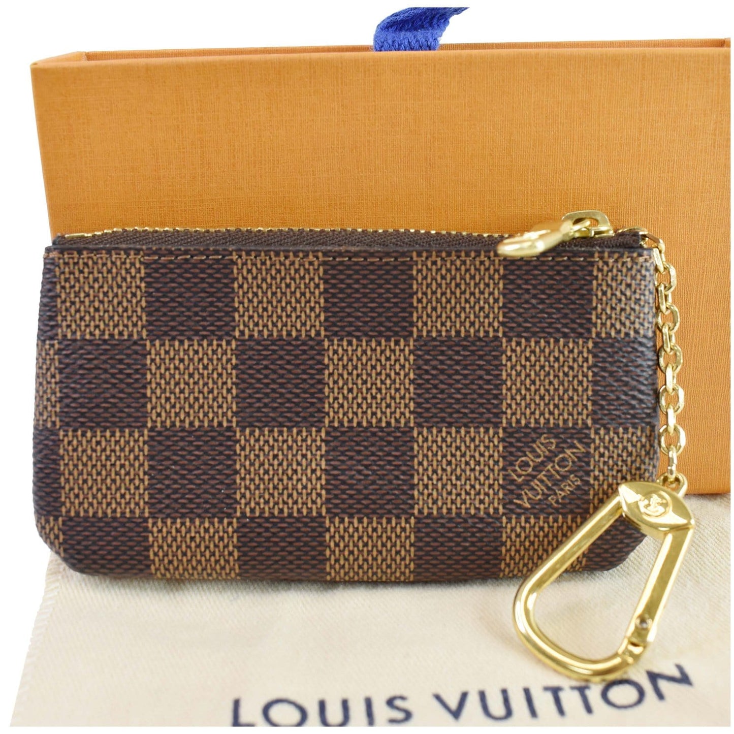 LOUIS VUITTON Pochette Key Cles Damier Ebene Coin Case Brown